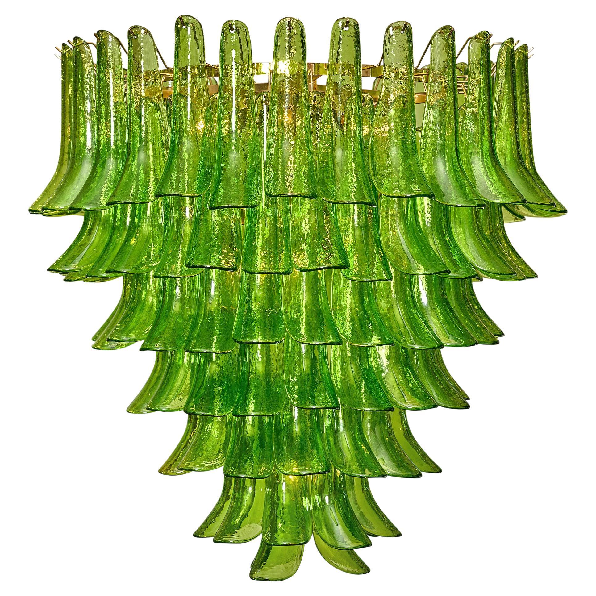 Grüner Selle-Kronleuchter aus Murano-Glas, Mid-Century-Modern-Stil, Italien, 36,5"