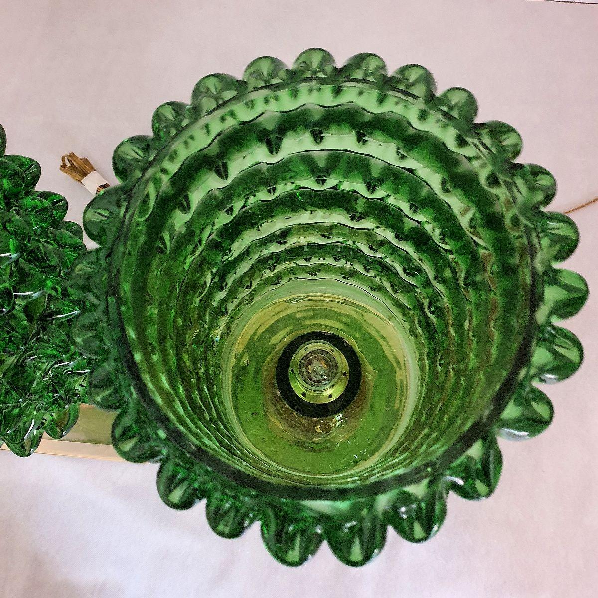 Green Murano glass table lamps - a pair For Sale 6