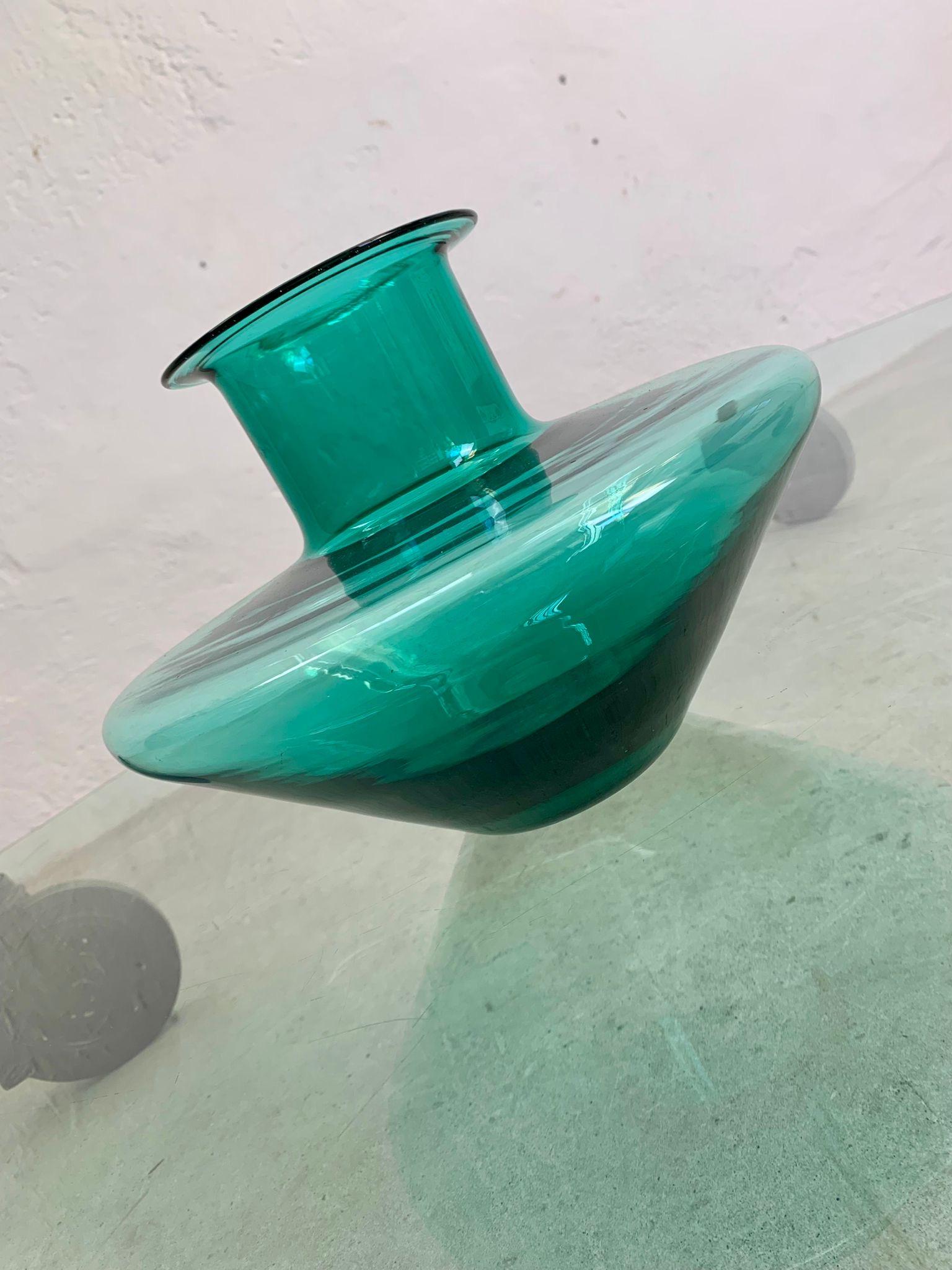Vase aus grünem Muranoglas von Salviati, 1970er Jahre, Italien. (Italian) im Angebot