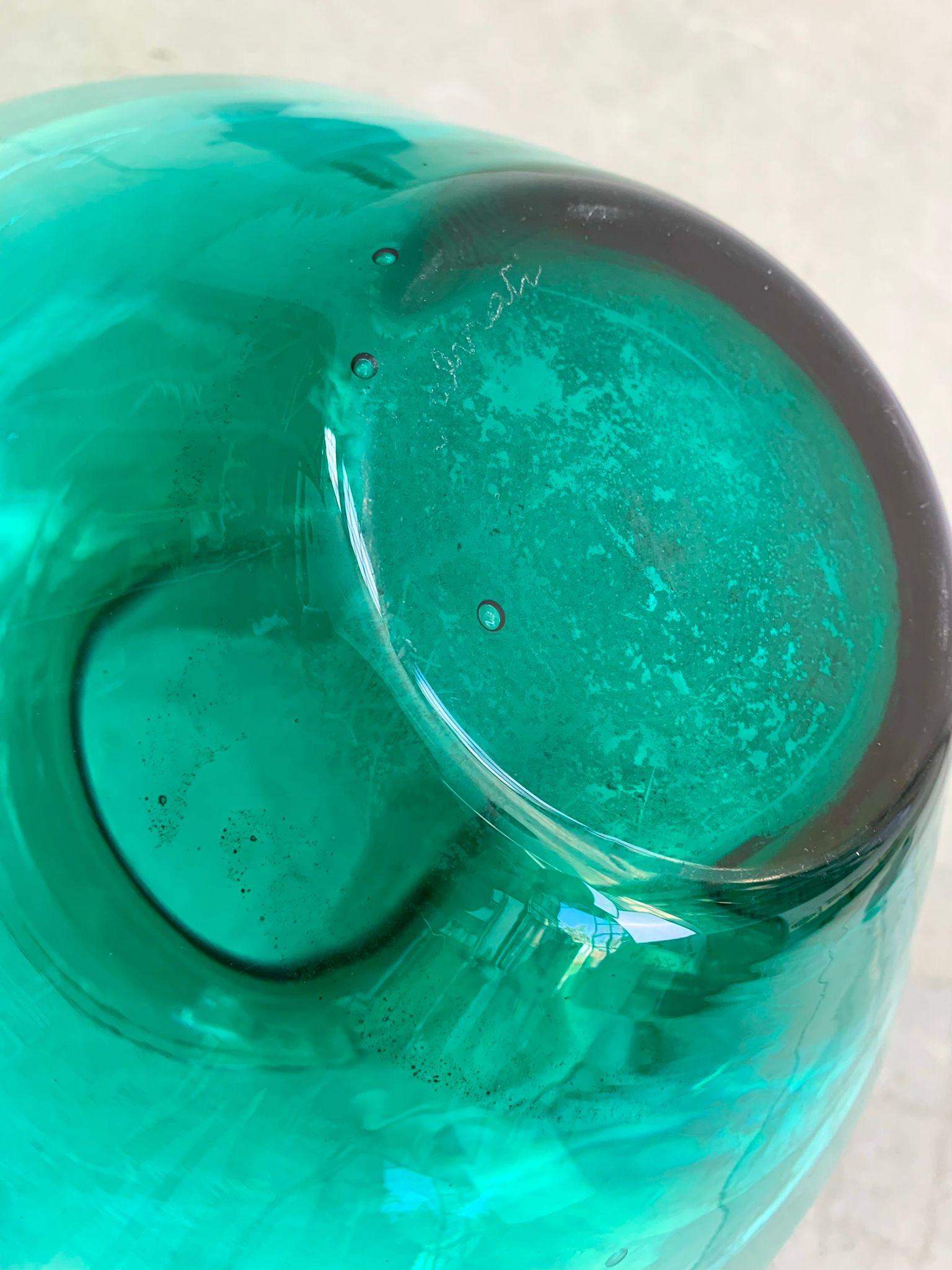 Vase aus grünem Muranoglas von Salviati, 1970er Jahre, Italien. (Late 20th Century) im Angebot