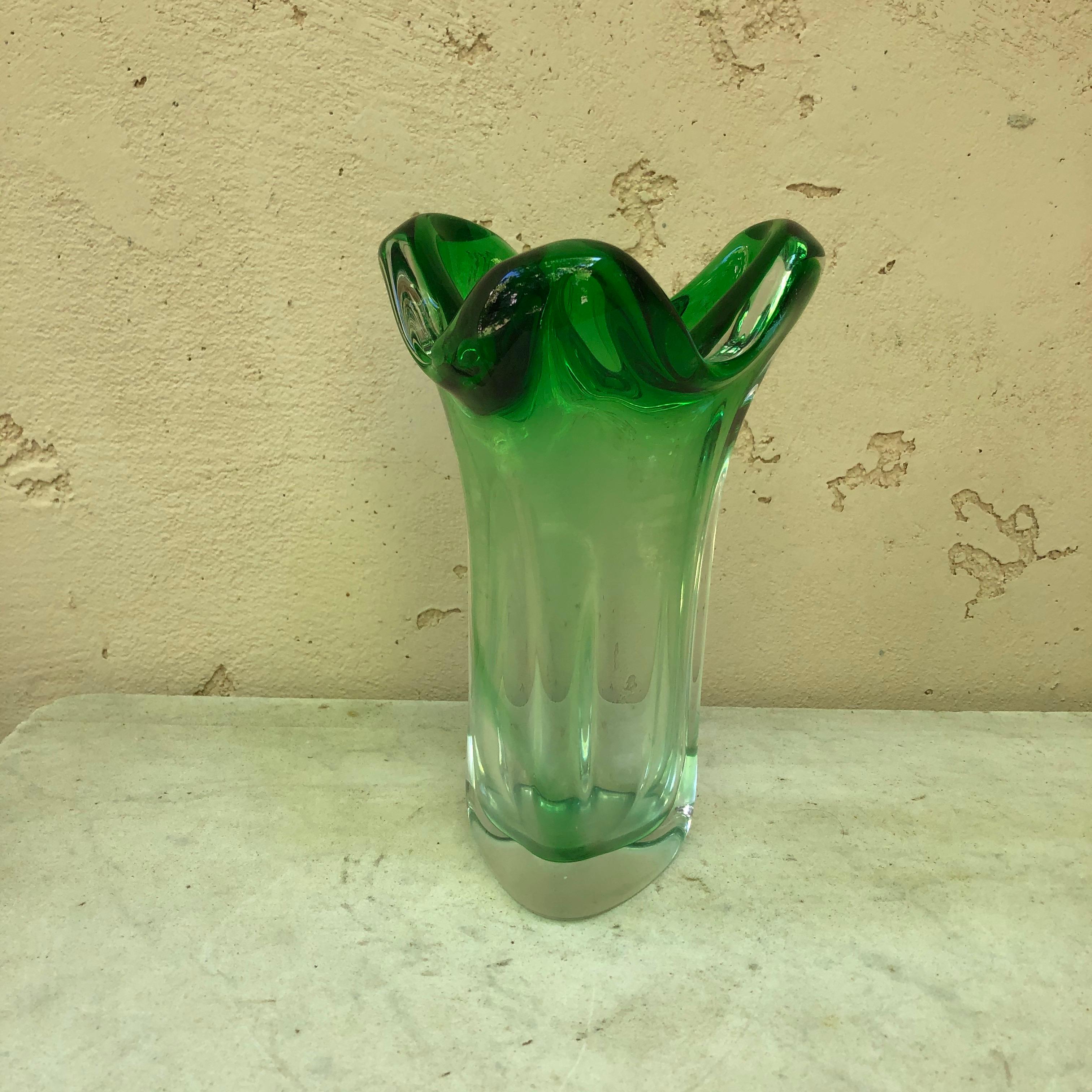 Green Murano glass vase, circa 1960.