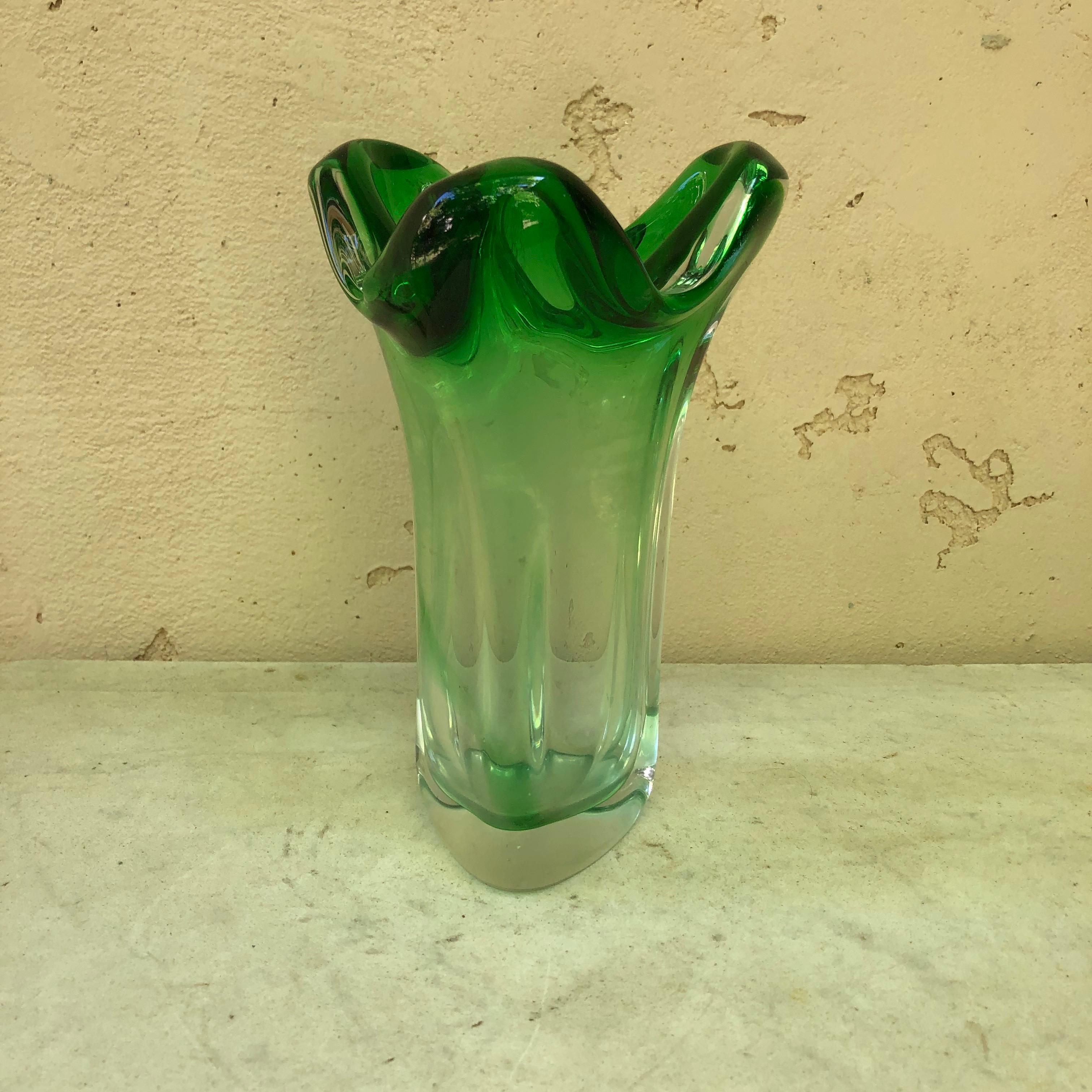 Modern Green Murano Glass Vase, circa 1960