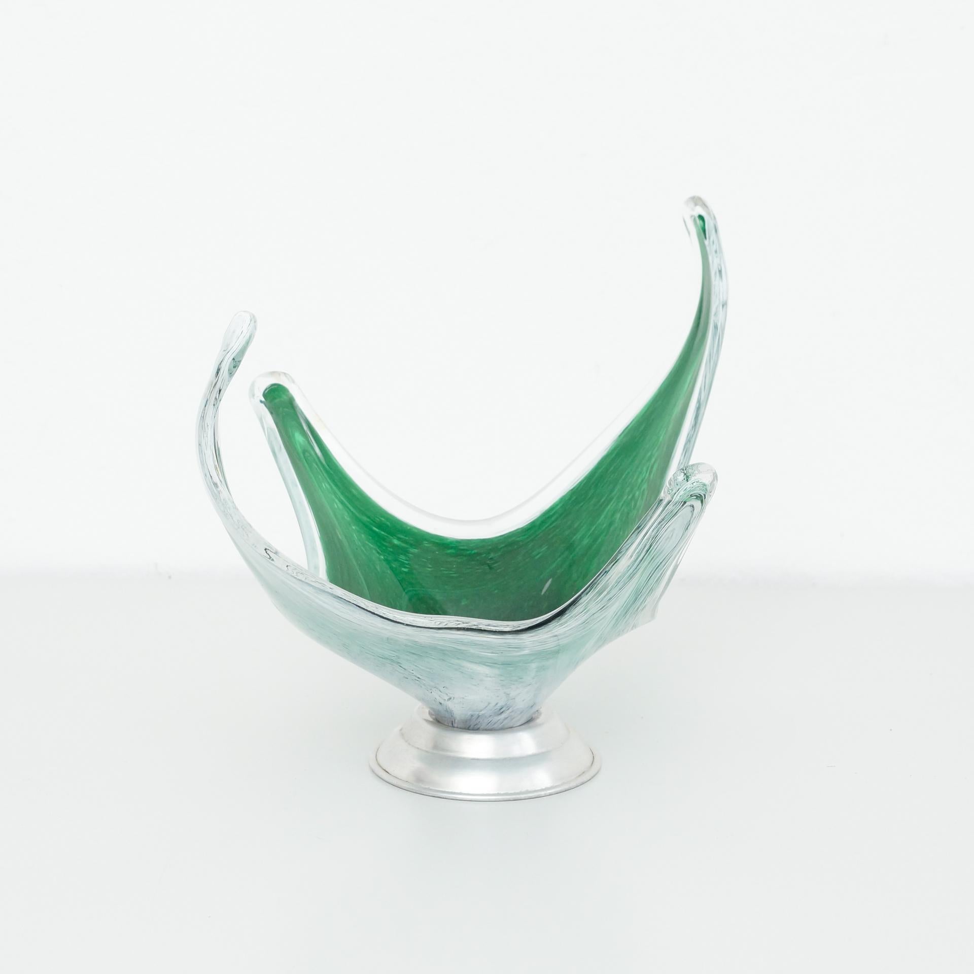 Mid-Century Modern Green Murano Glass Vase, circa 1970 For Sale
