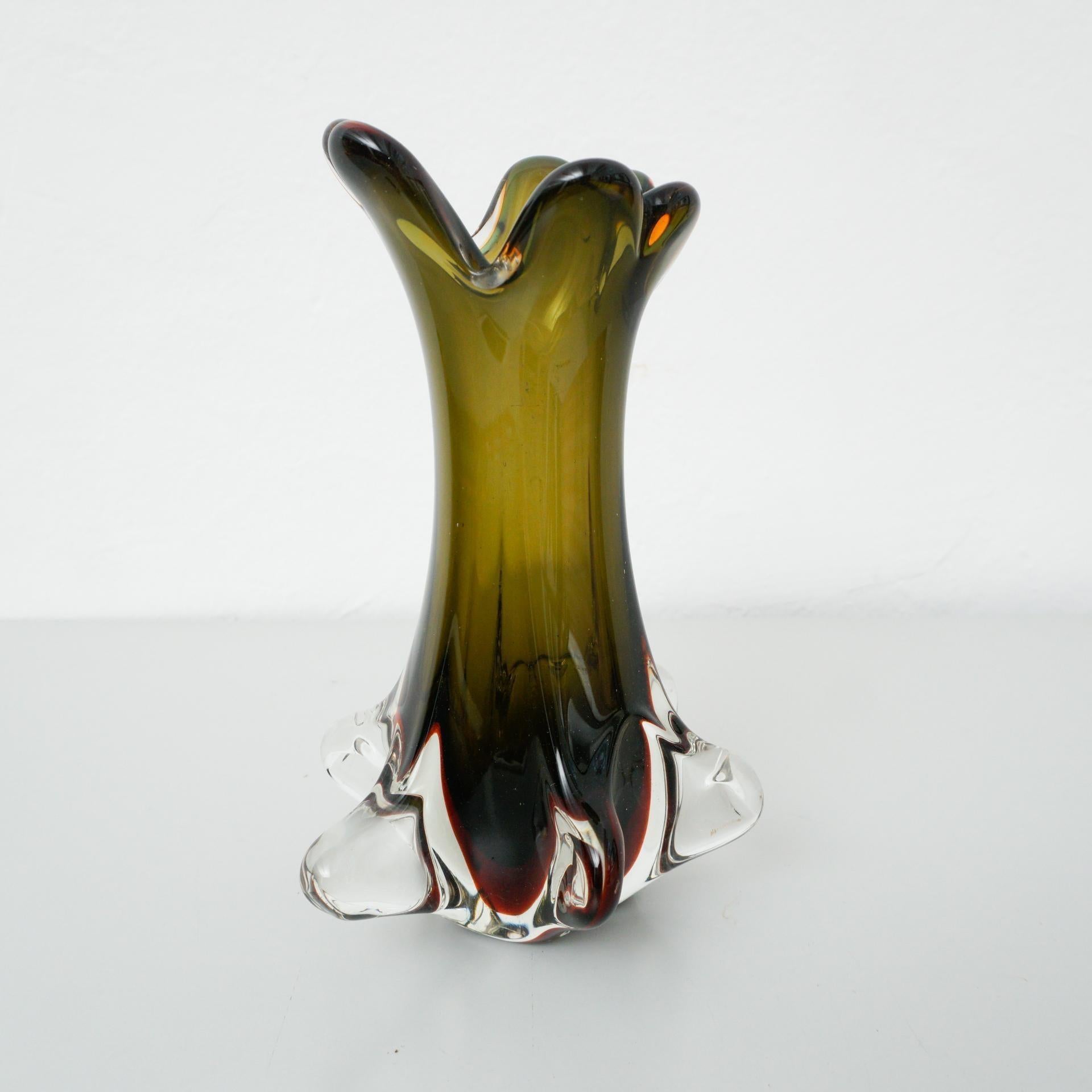 Mid-Century Modern Green Murano Glass Vase, circa 1970 For Sale