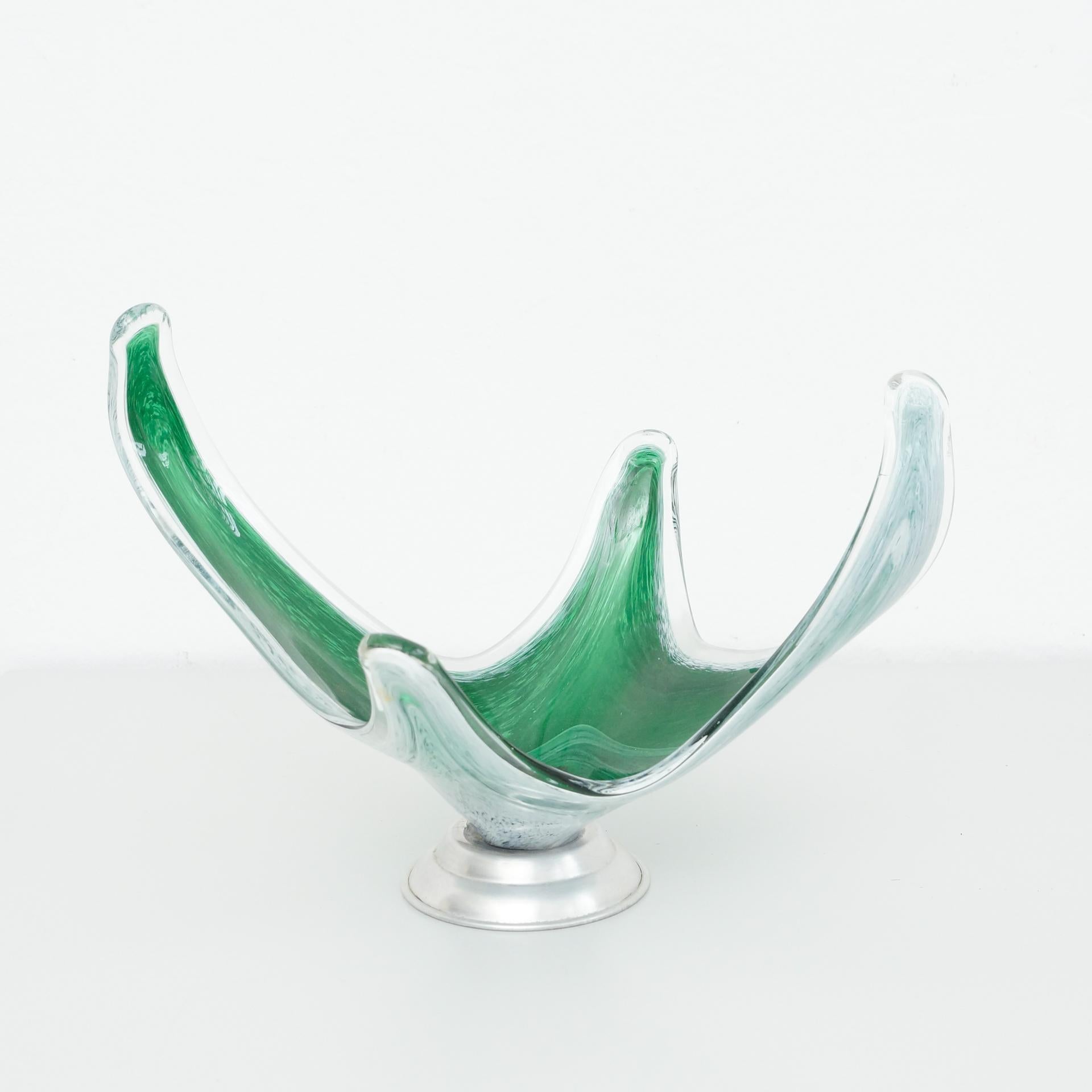 Italian Green Murano Glass Vase, circa 1970 For Sale