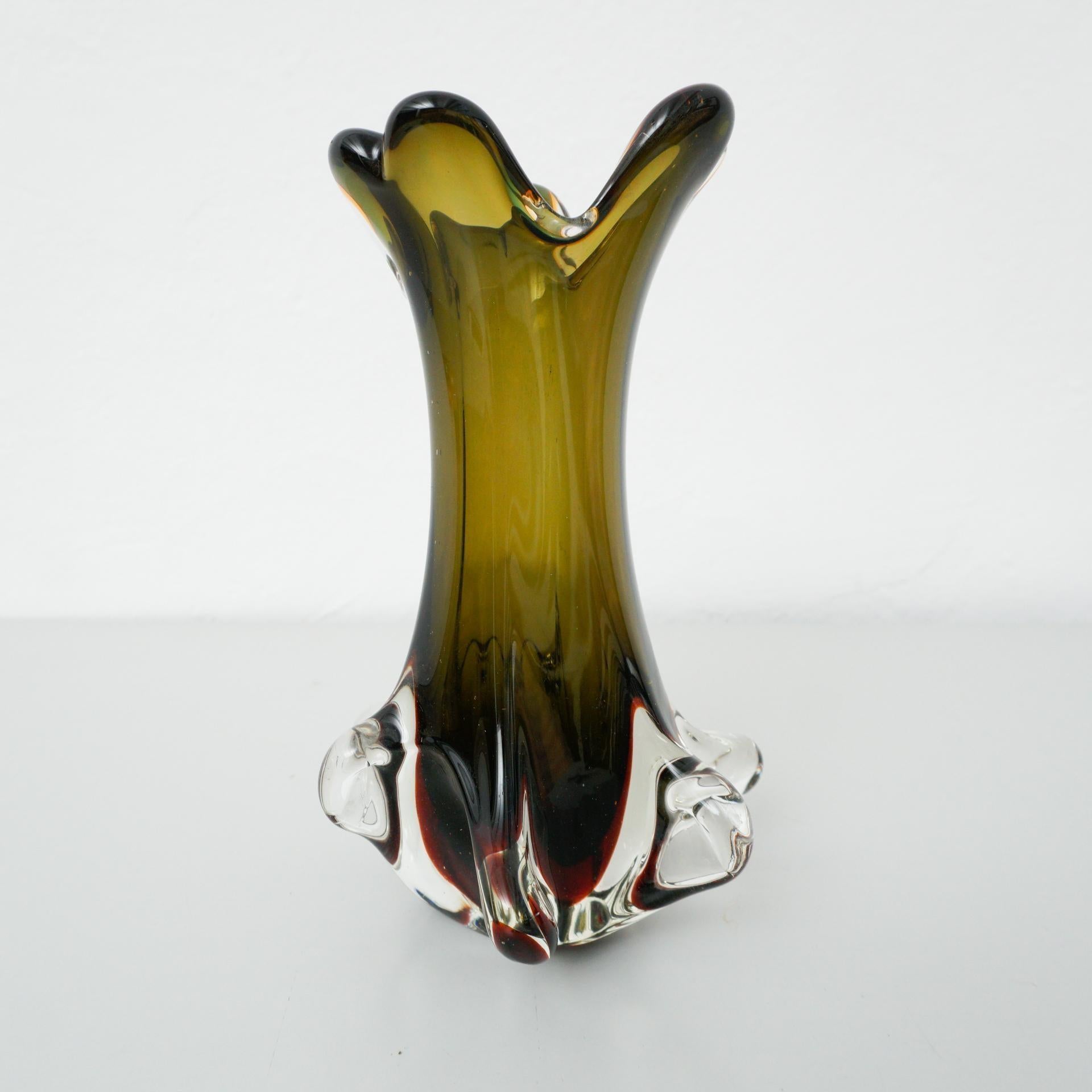 Spanish Green Murano Glass Vase, circa 1970 For Sale