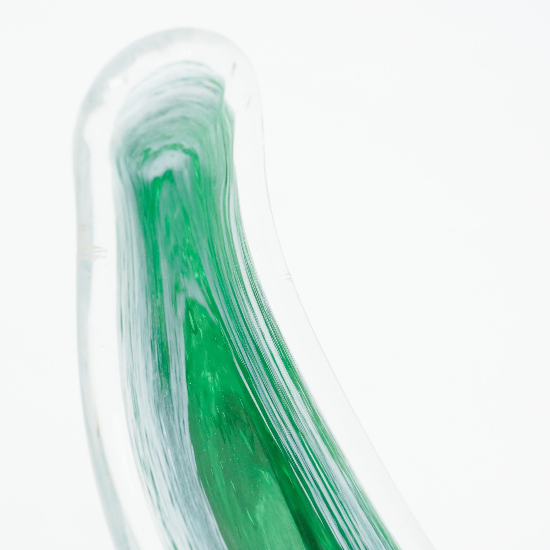 Green Murano Glass Vase, circa 1970 In Good Condition For Sale In Barcelona, Barcelona