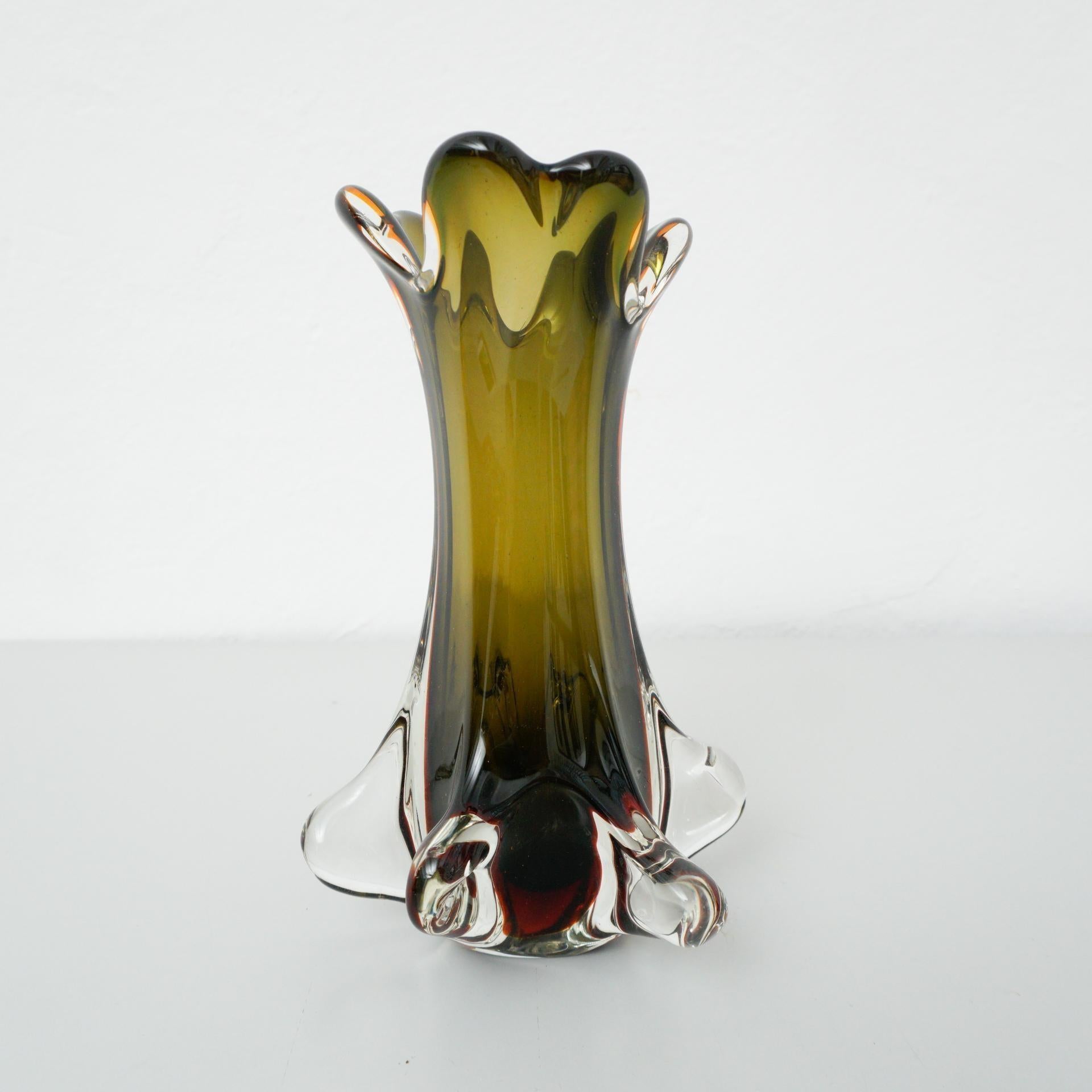 Green Murano Glass Vase, circa 1970 In Good Condition For Sale In Barcelona, ES