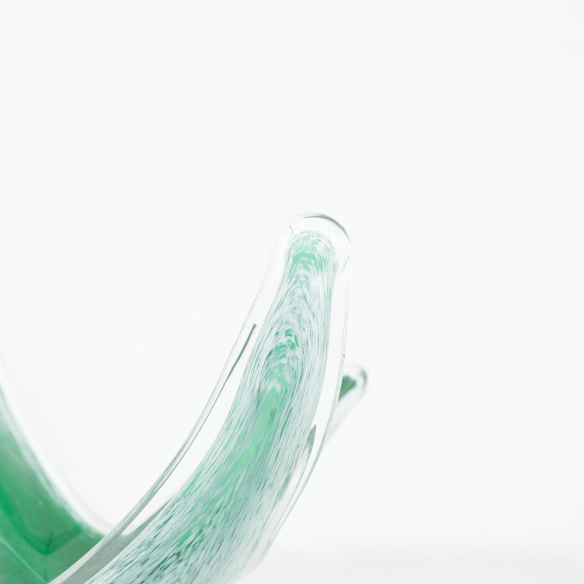 Metal Green Murano Glass Vase, circa 1970 For Sale
