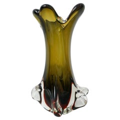 Jarrón verde de cristal de Murano, circa 1970