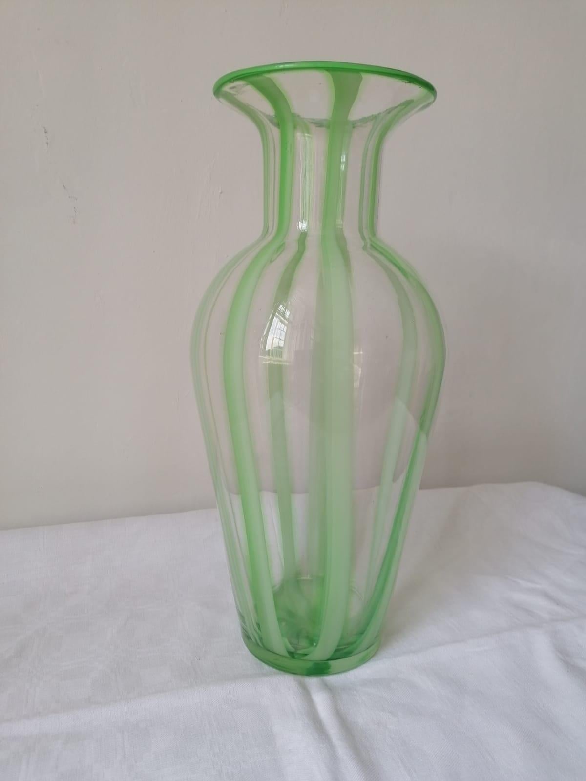 Hand blown midcentury Murano colorful vase from 1960s.
