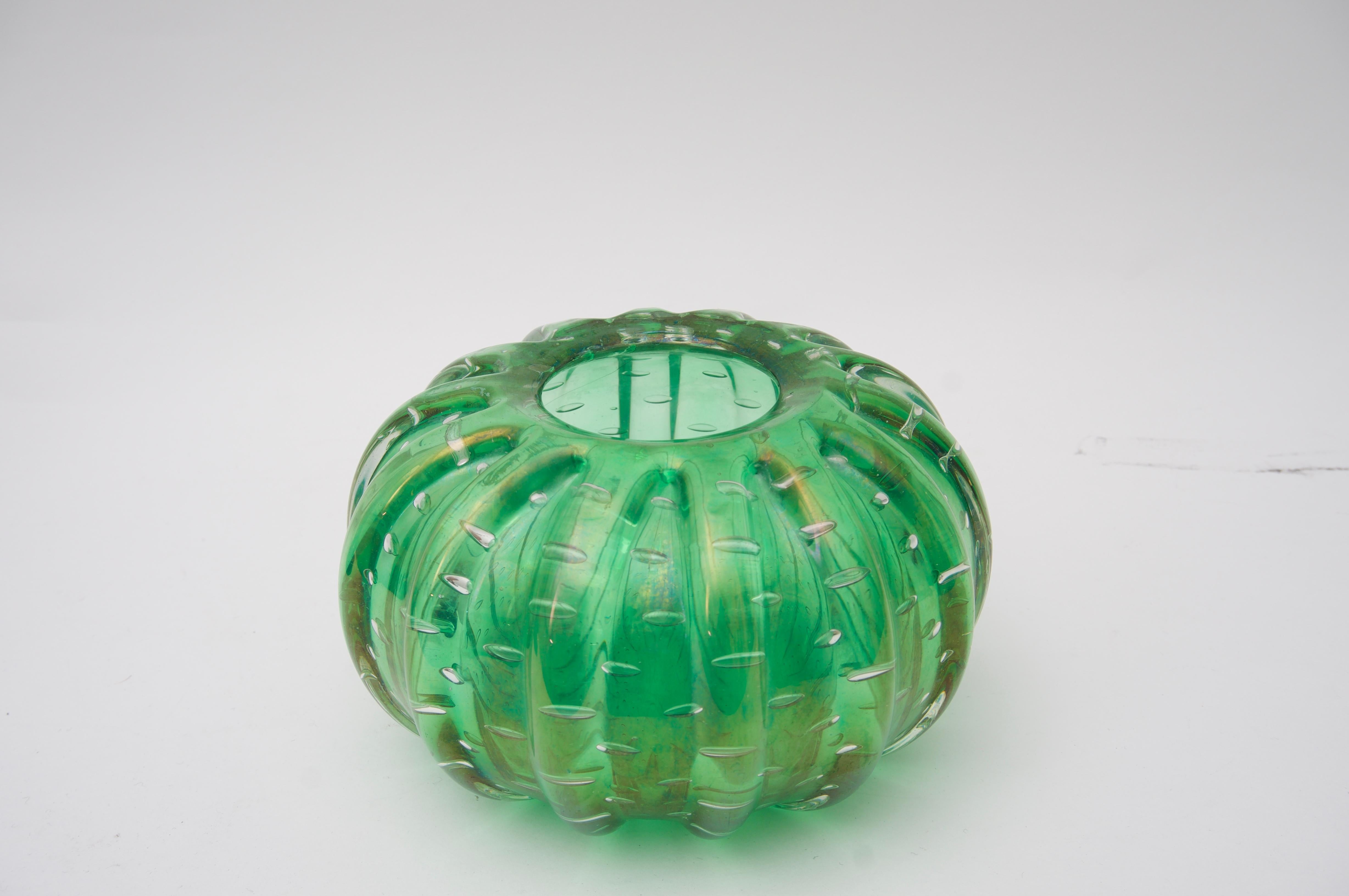Mid-Century Modern Green Murano Glass Vase