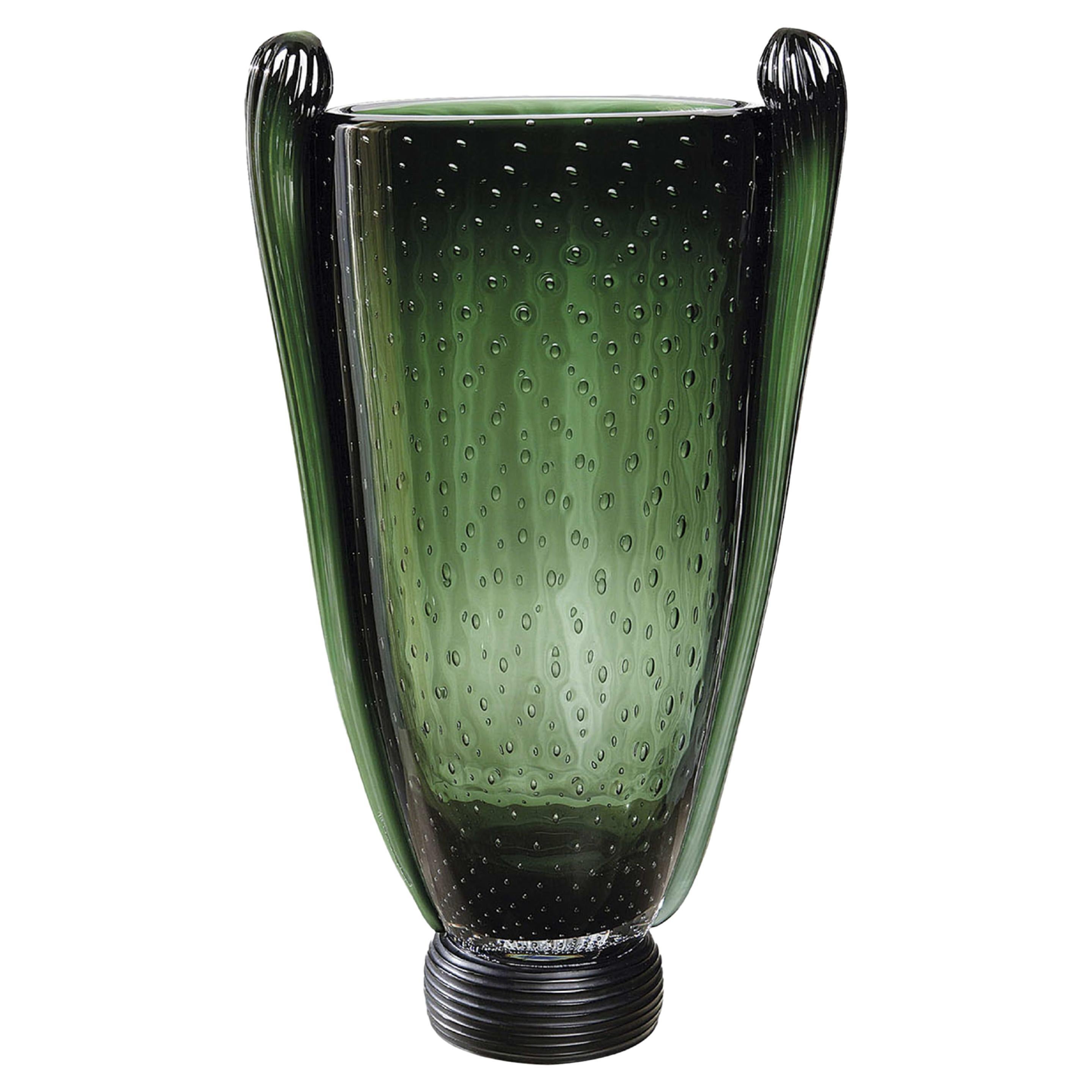 Grüne Vase aus Muranoglas in Grün