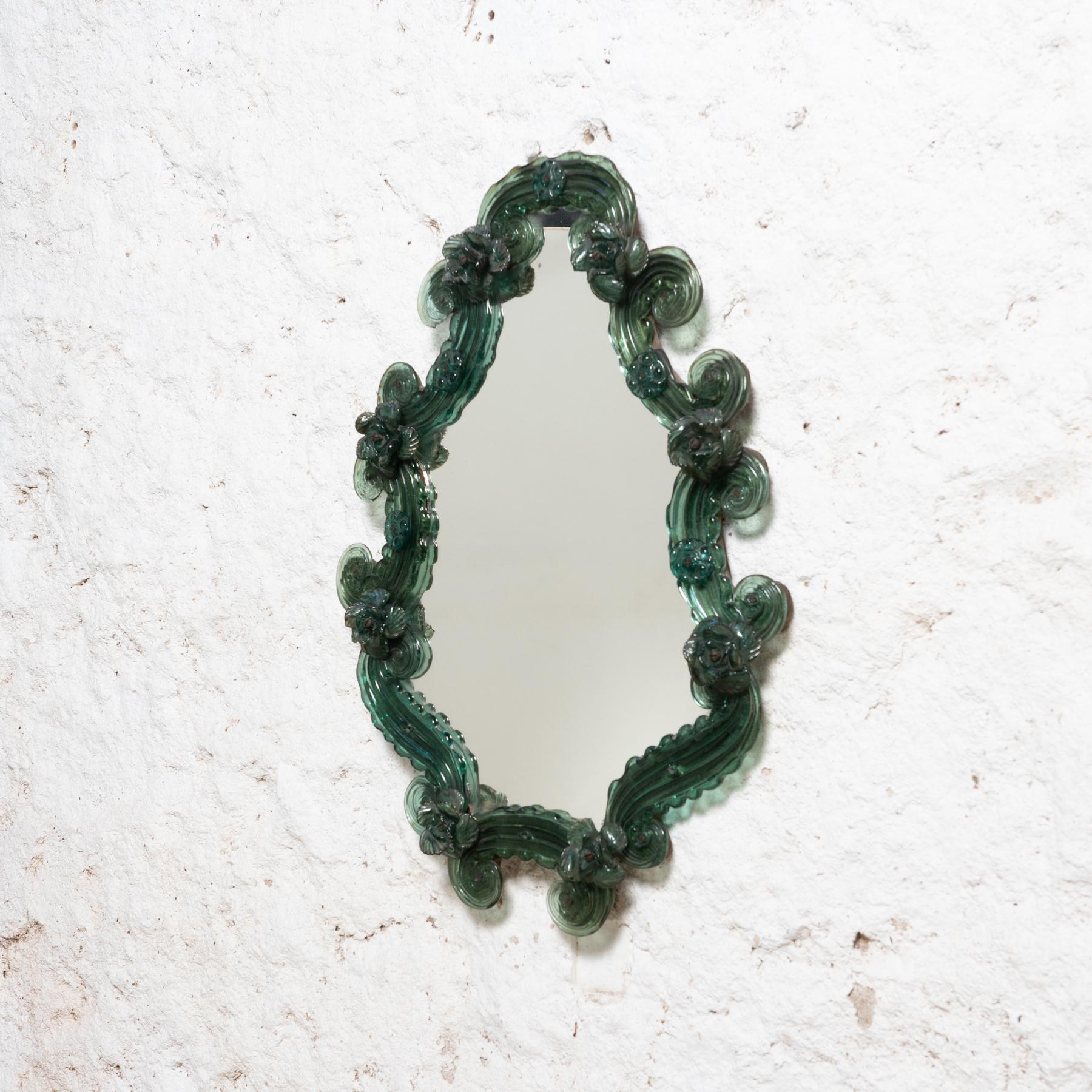 Italian Green Murano Glass Venetian Mirror, circa 1920