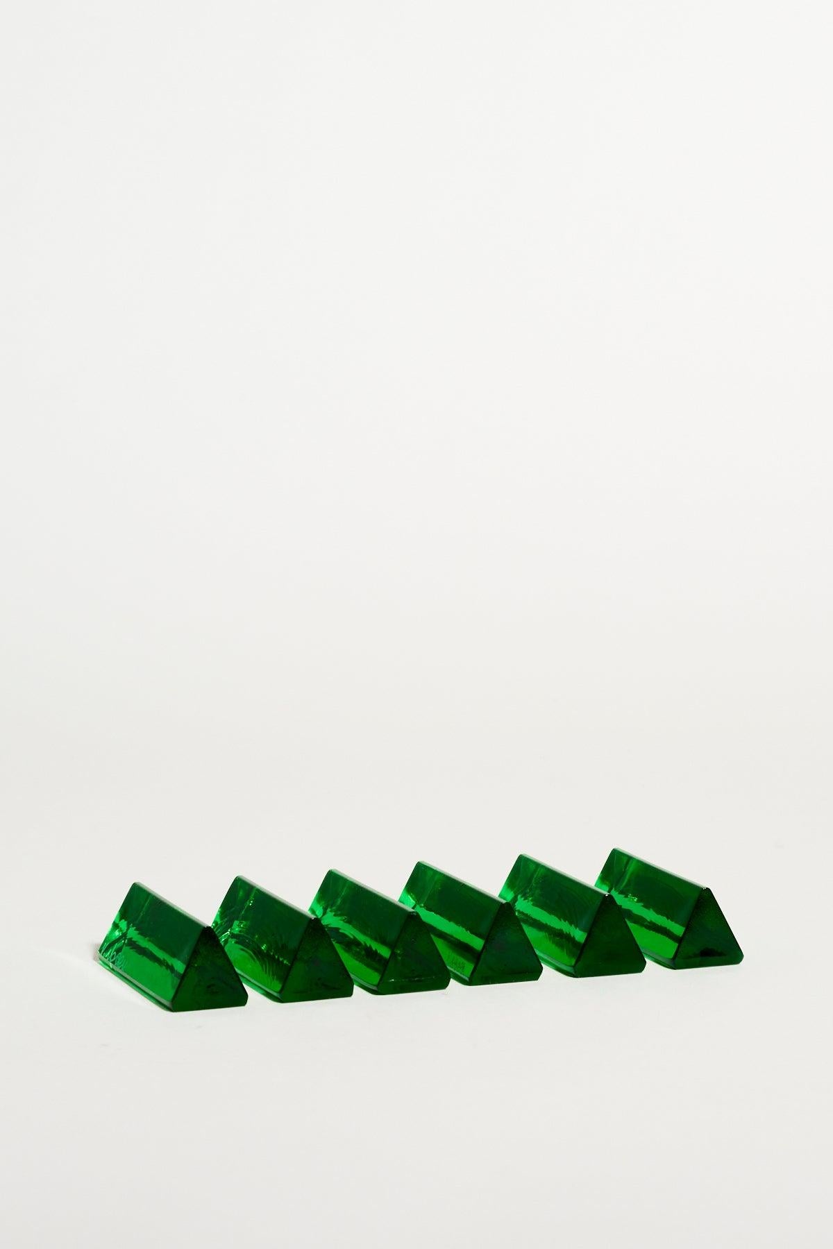 Italian Green Murano Knife Rests, Set of Six