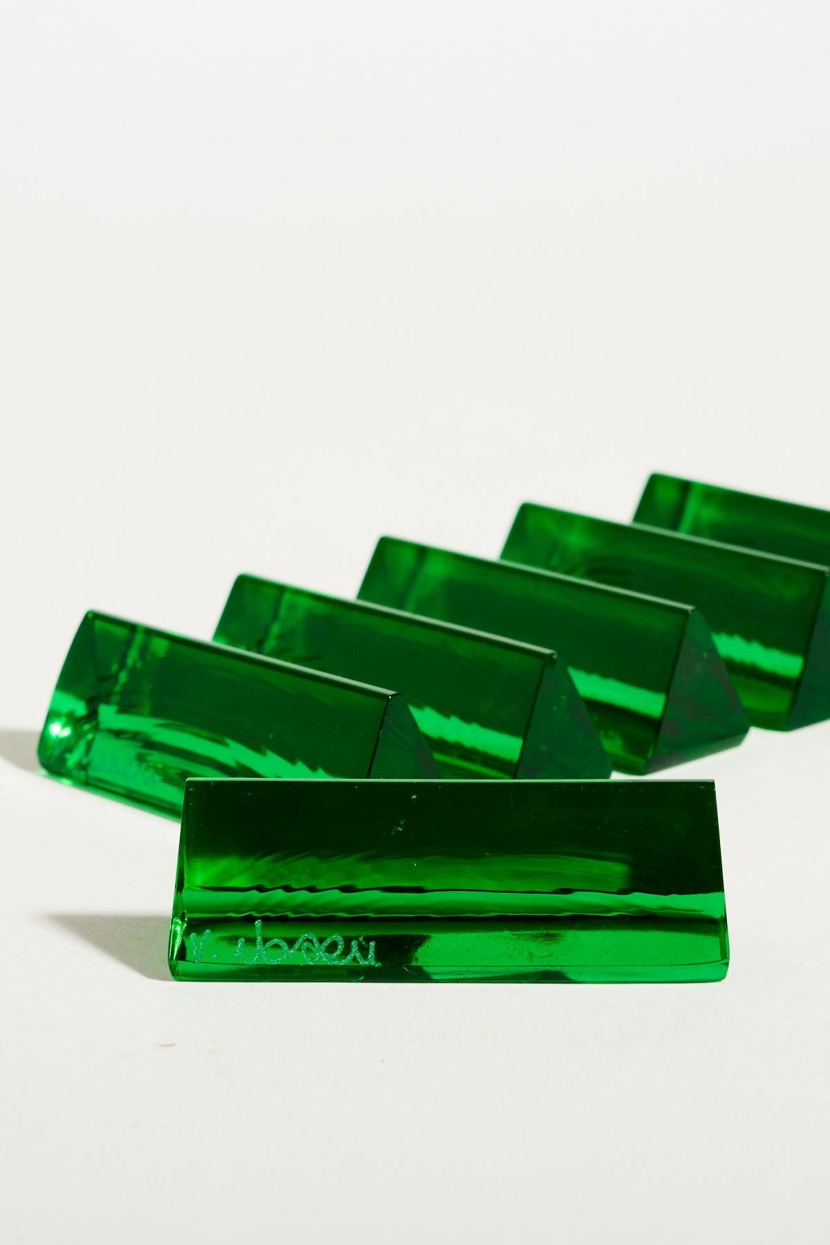 Contemporary Green Murano Knife Rests, Set of Six
