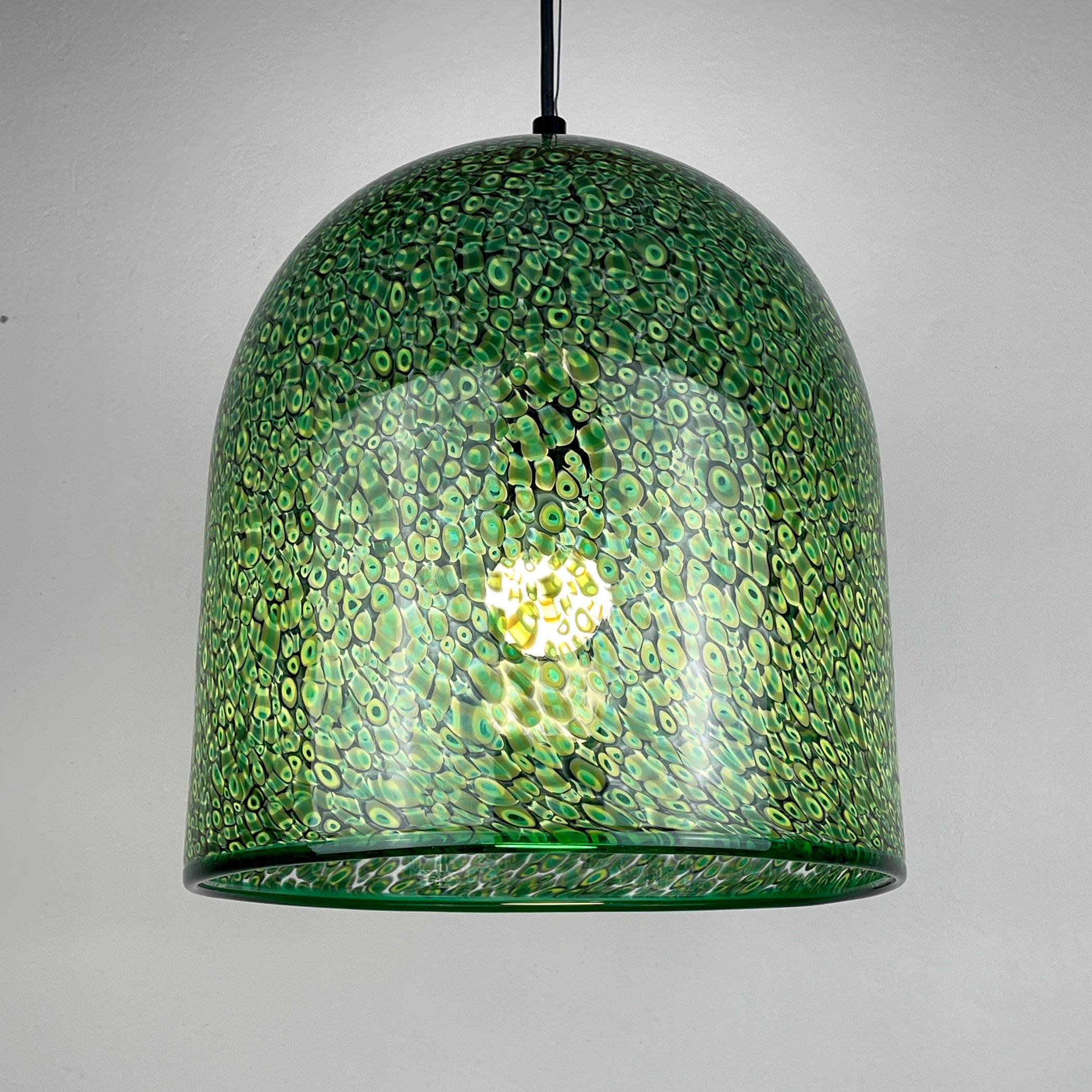 Mid-Century Modern  Green murano pendant lamp Neverrino by Gae Aulenti for Vistosi Italy 1976s