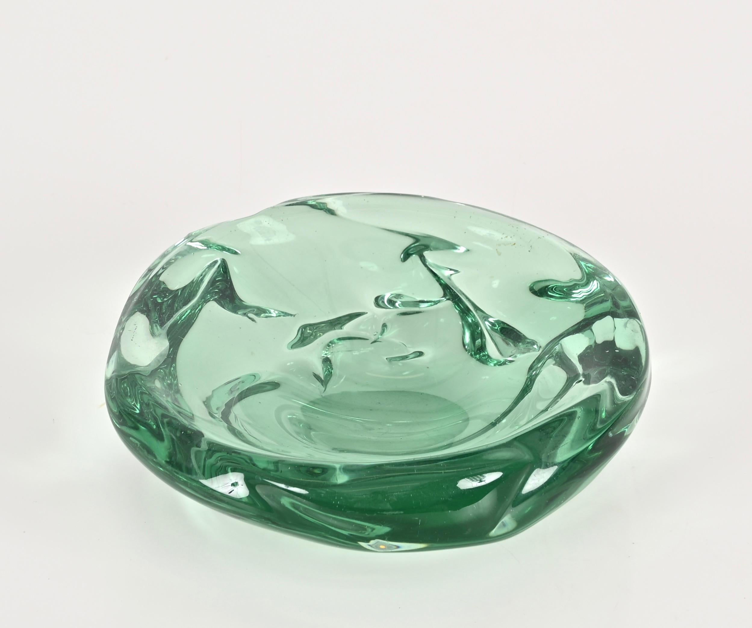 Green Murano Sommerso Glass Bowl Signed by Archimede Seguso, Italy, 1960s For Sale 1