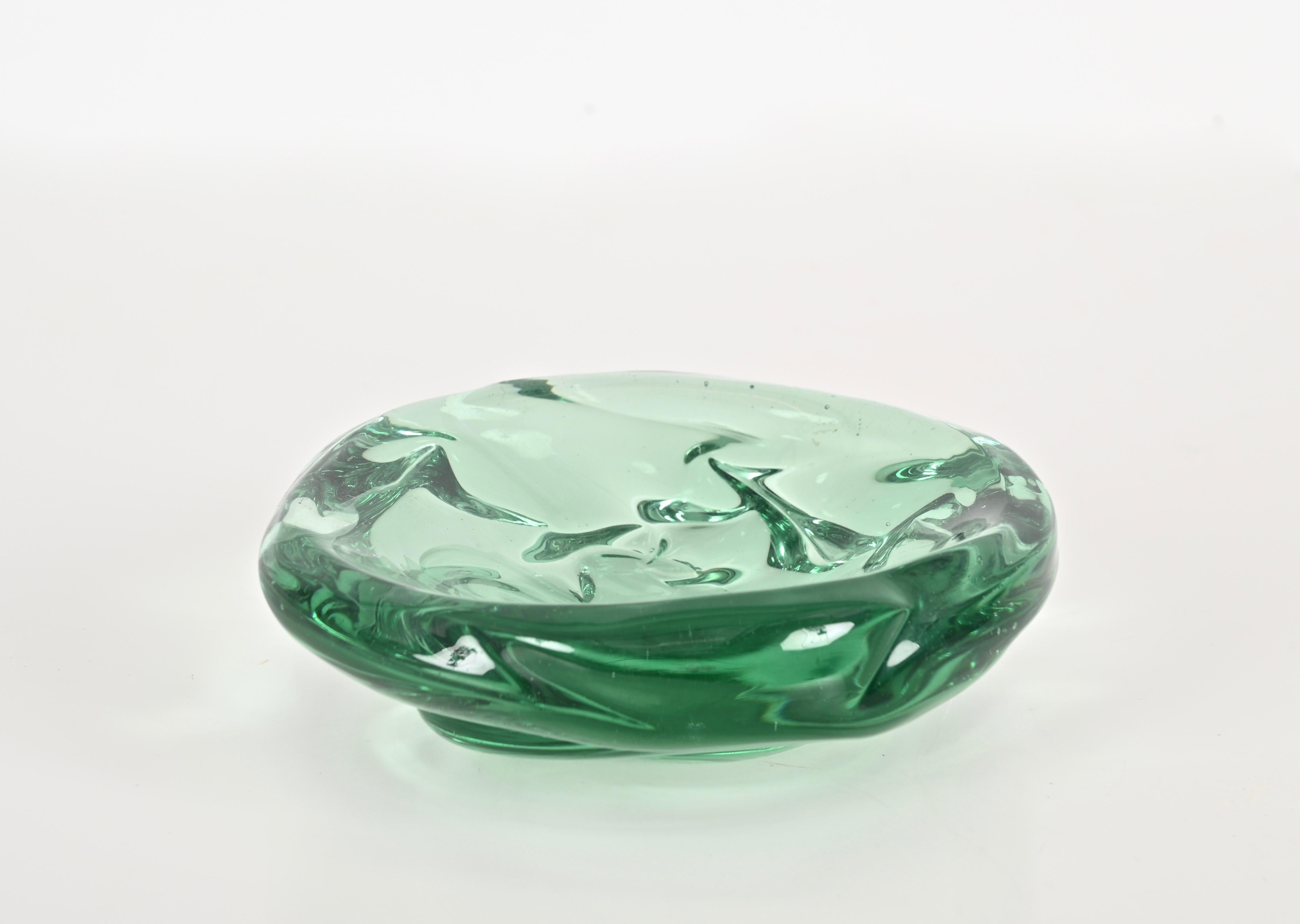 Green Murano Sommerso Glass Bowl Signed by Archimede Seguso, Italy, 1960s For Sale 2