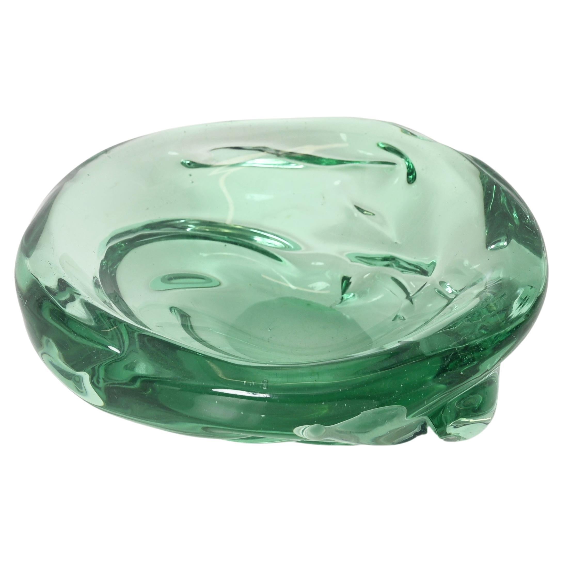 Green Murano Sommerso Glass Bowl Signed by Archimede Seguso, Italy, 1960s
