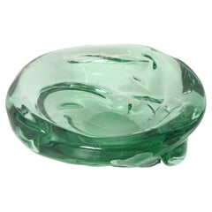 Retro Green Murano Sommerso Glass Bowl Signed by Archimede Seguso, Italy, 1960s