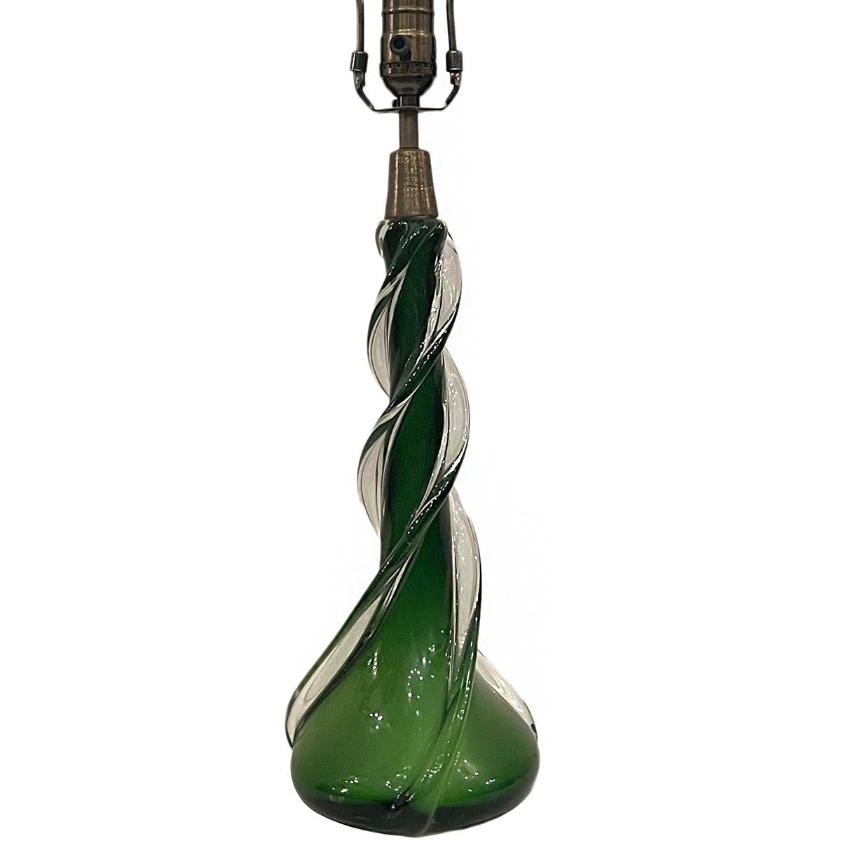 A circa 1950's Italian blown glass lamp.

Measurements:
Height of body: 12.5