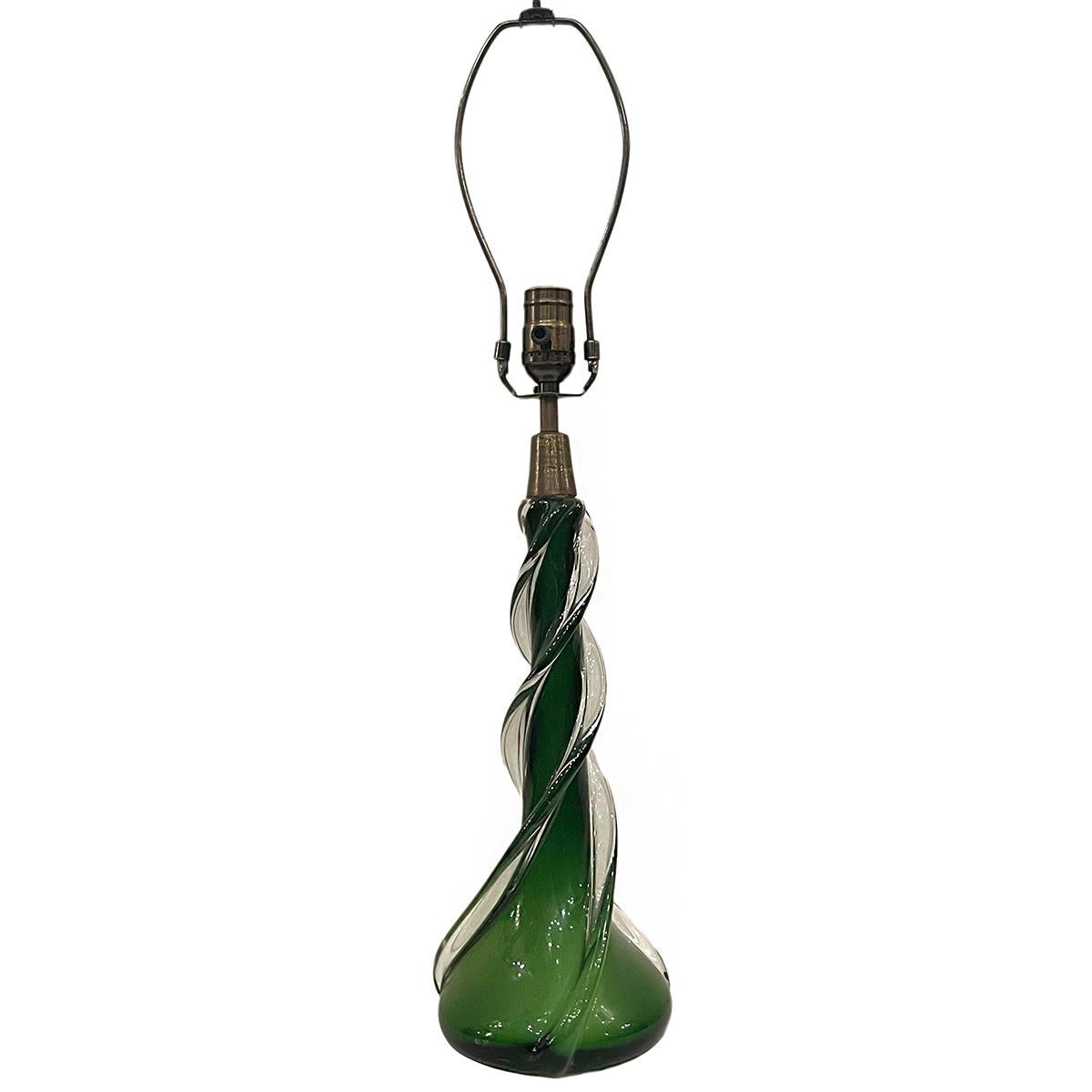 Hand-Crafted Green Murano Table Lamp For Sale