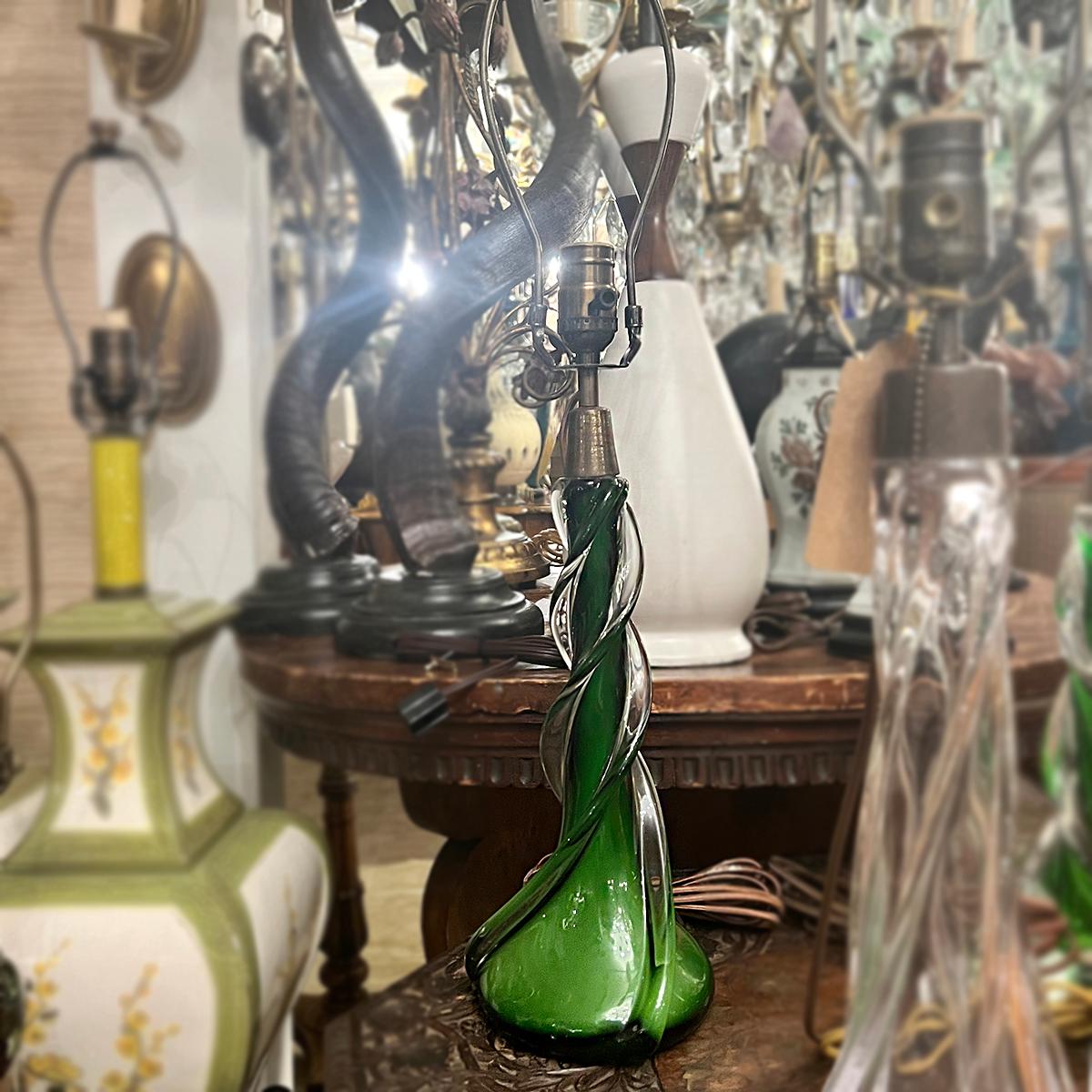 Green Murano Table Lamp For Sale 1