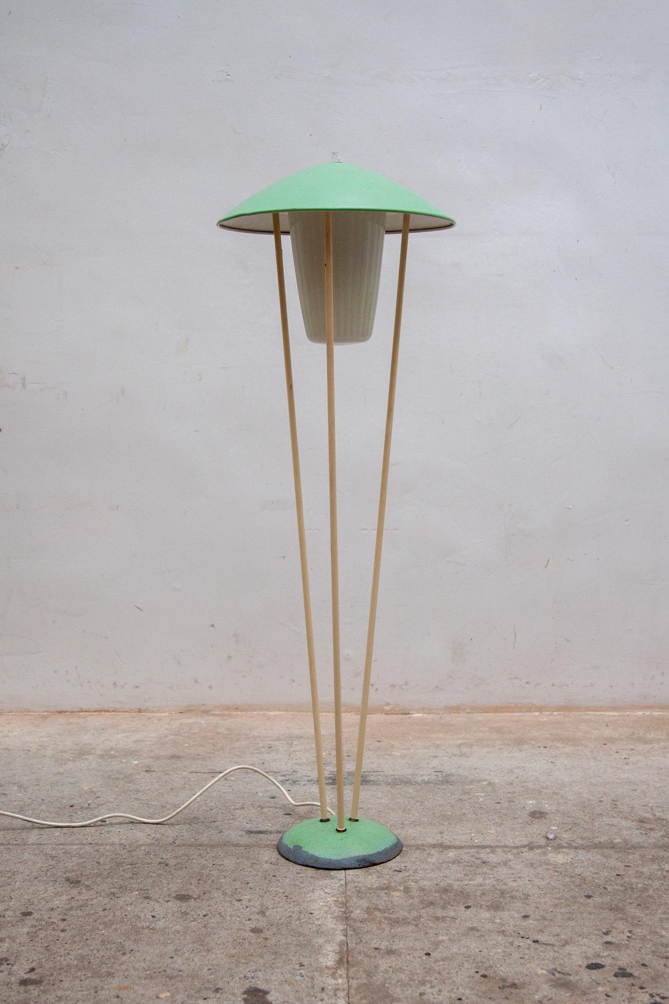 Belgian Green Mushroom Floor Lamp Expo 58, BEGA Belgium For Sale