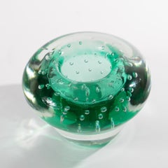 Green Nailsea Case Glass Bowl