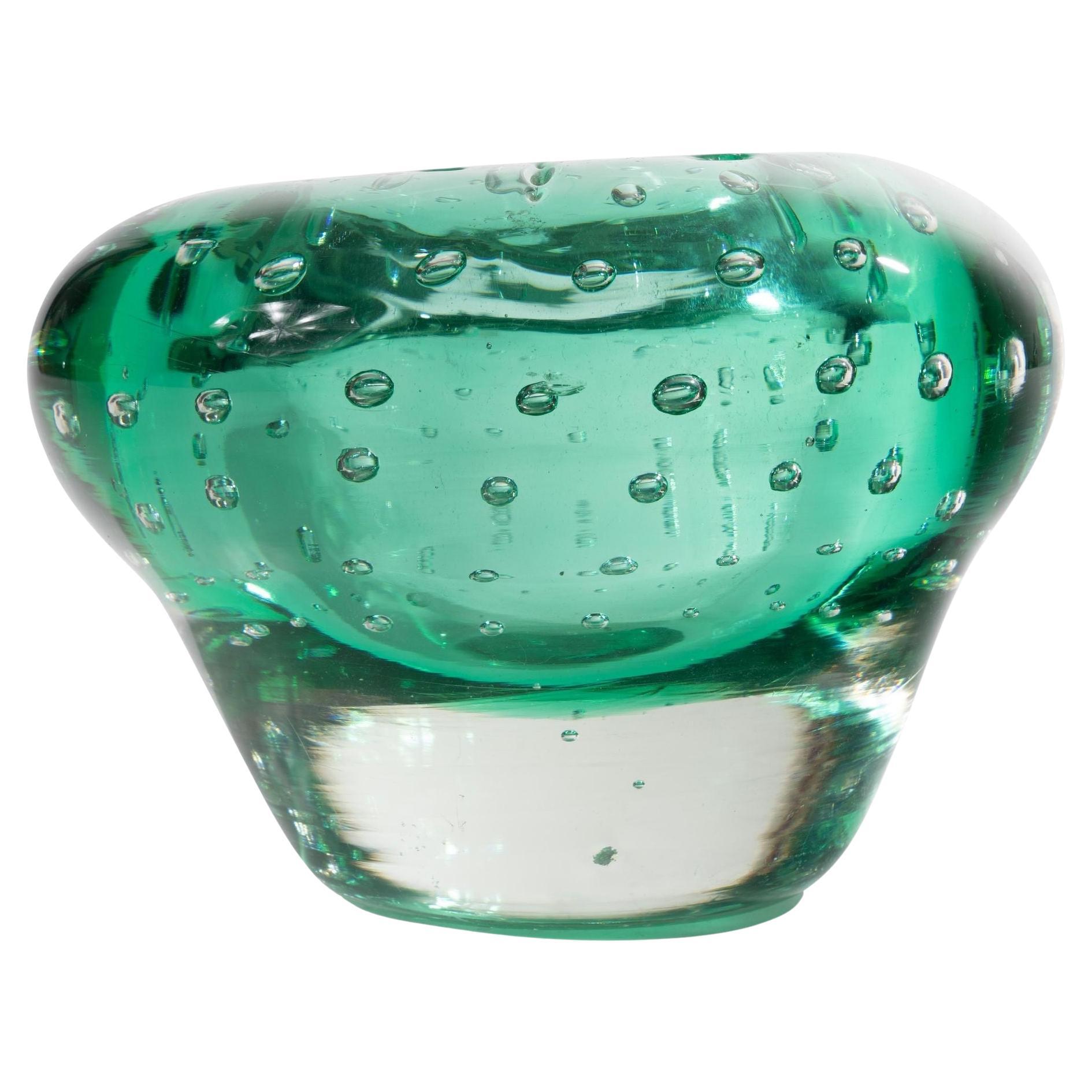 Green Nailsea Case Glass Bowl