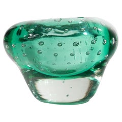 Vintage Green Nailsea Case Glass Bowl