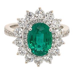 Green Natural Emerald Lady Diamond Ring