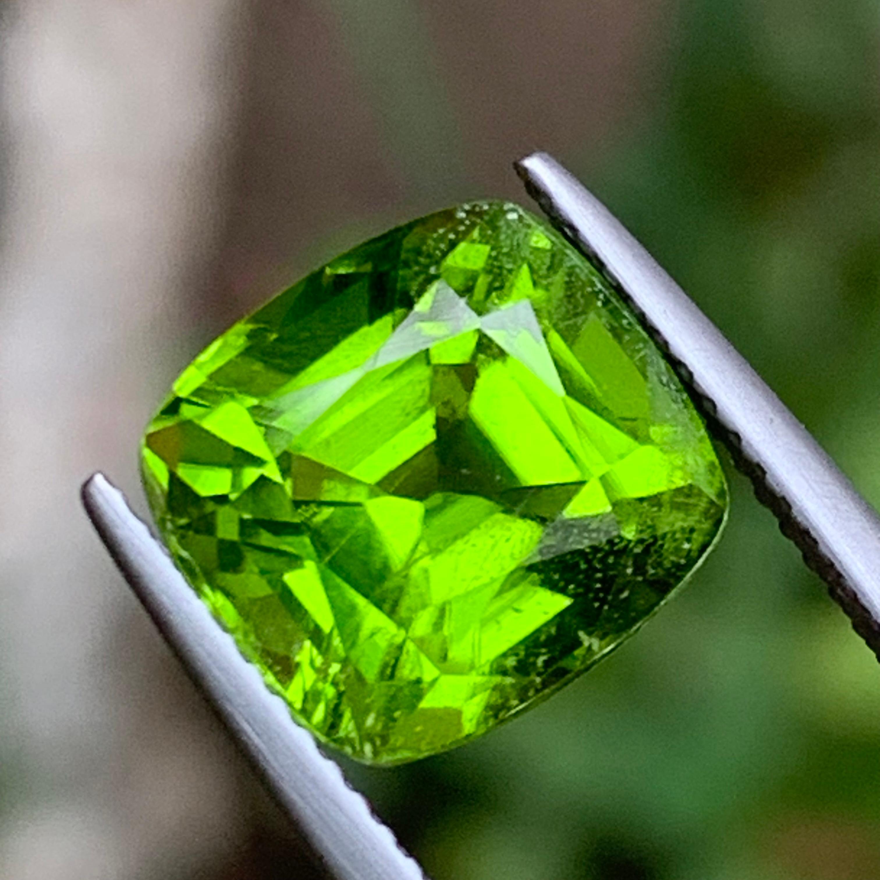 Piedra natural verde de peridoto, talla cojín de 7,35 ct para anillo, joyería colgante 5