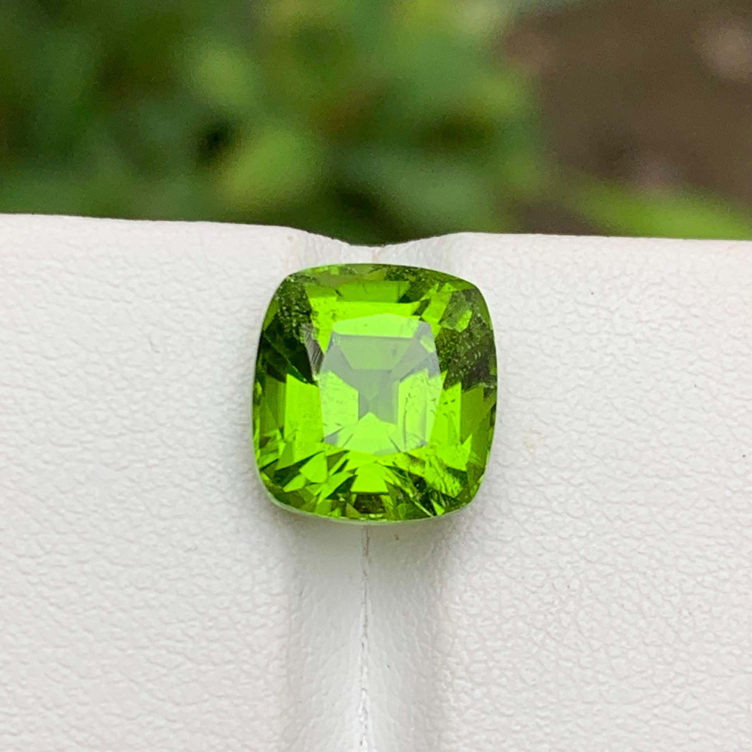 Piedra natural verde de peridoto, talla cojín de 7,35 ct para anillo, joyería colgante 6