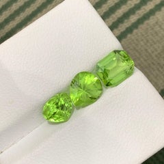 Green Natural Peridot Gemstones, 3.95 Ct Round, Pear & Trillion Cut-Jewelry