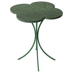 Green Natural Stone Indian Marble Clover Flower Coffee Bedside Table