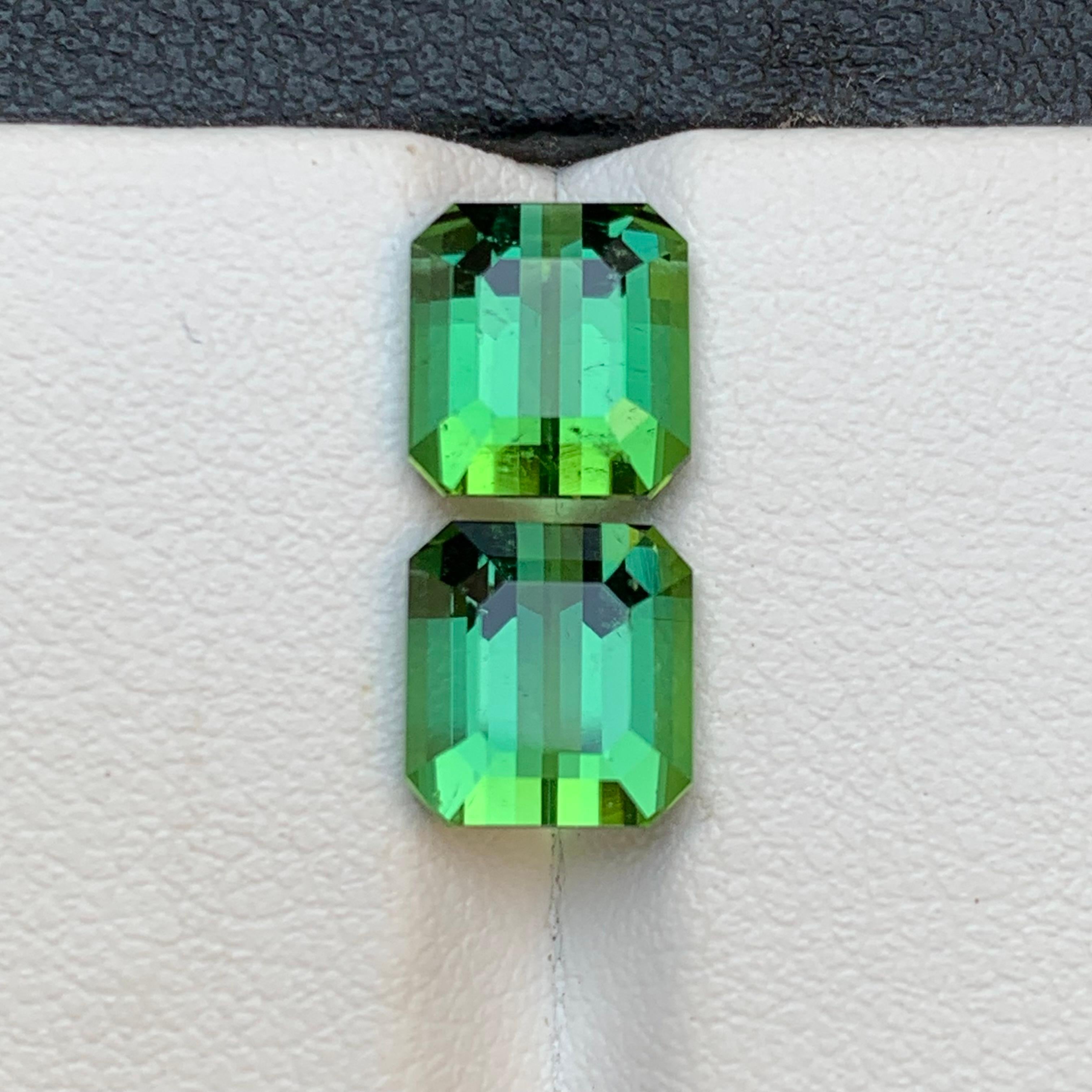 Vivid Green Natural Tourmaline Loose Gemstones Perfect Pair Set for Earrings, Necklace Pendant, Bracelet, or any other Jewelry Setting-Emerald Cut from Kunar Afghanistan!!

💎 GEMSTONE TYPE: Tourmaline
⚖️ WEIGHT:  5.60 Carats
🪚 SHAPE & CUT: Emerald