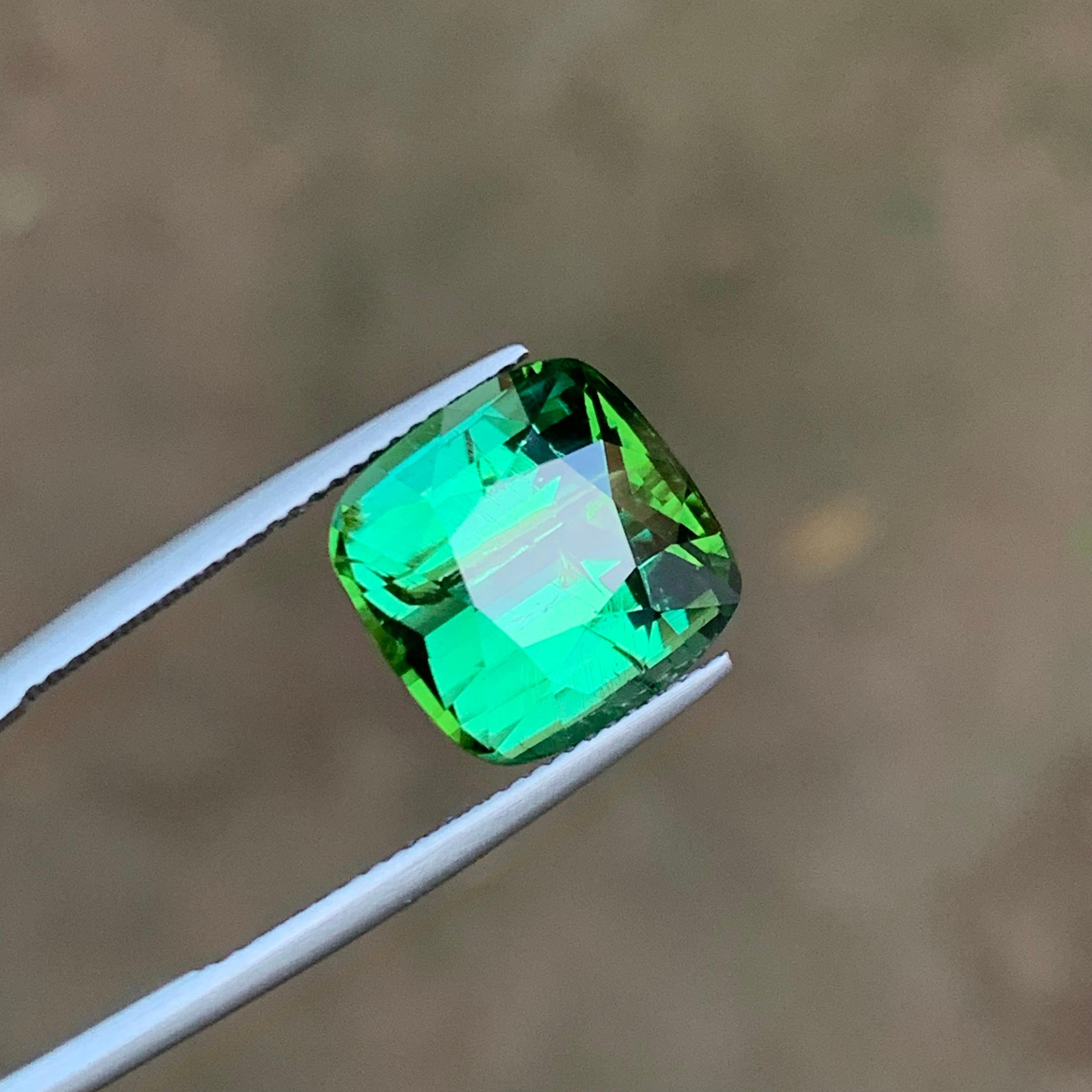Green Natural Tourmaline Gemstone 10.90Ct Cushion Cut  Pendant  Necklace Jewel For Sale 7