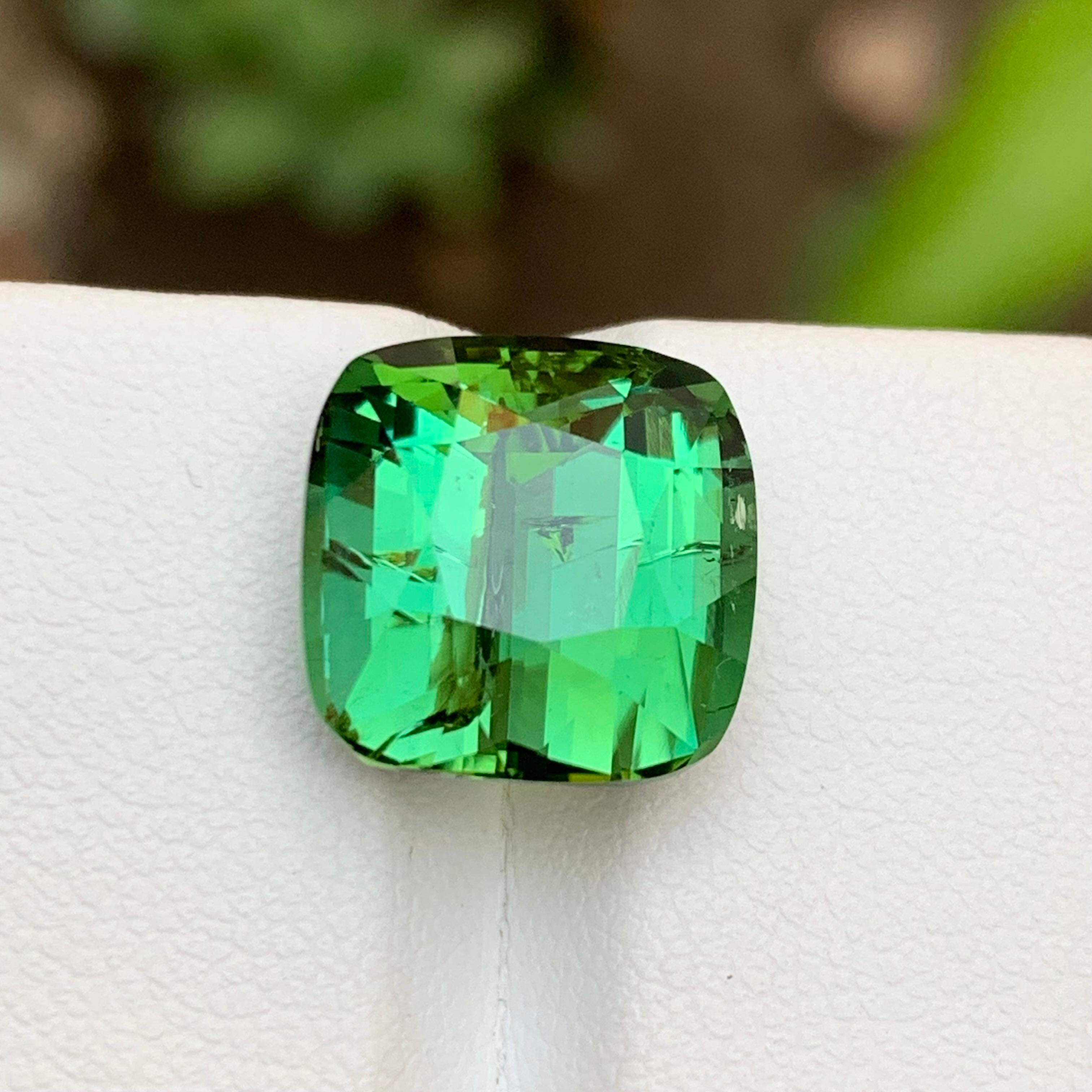 Green Natural Tourmaline Gemstone 10.90Ct Cushion Cut  Pendant  Necklace Jewel For Sale 8