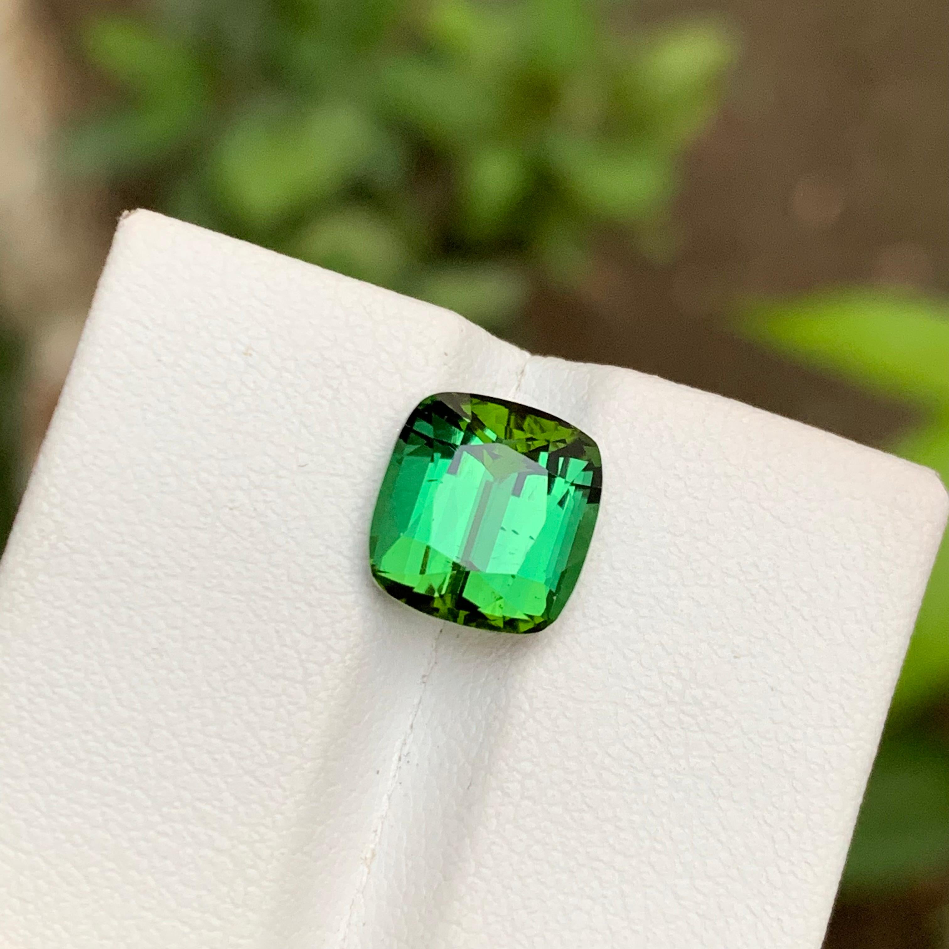 Gema Turmalina Verde Natural, 4.05 ct talla cojín para anillo, colgante joya en venta 7