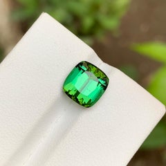 Grüner natürlicher Turmalin Edelstein, 4.05 Ct Cushion Cut für Ring, Anhänger-Schmuck