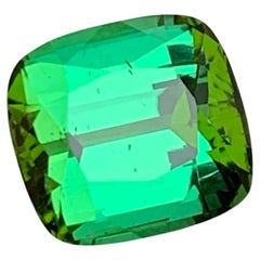 Grüner natürlicher Turmalin Edelstein, 4.05 Ct Cushion Cut für Ring, Anhänger-Schmuck