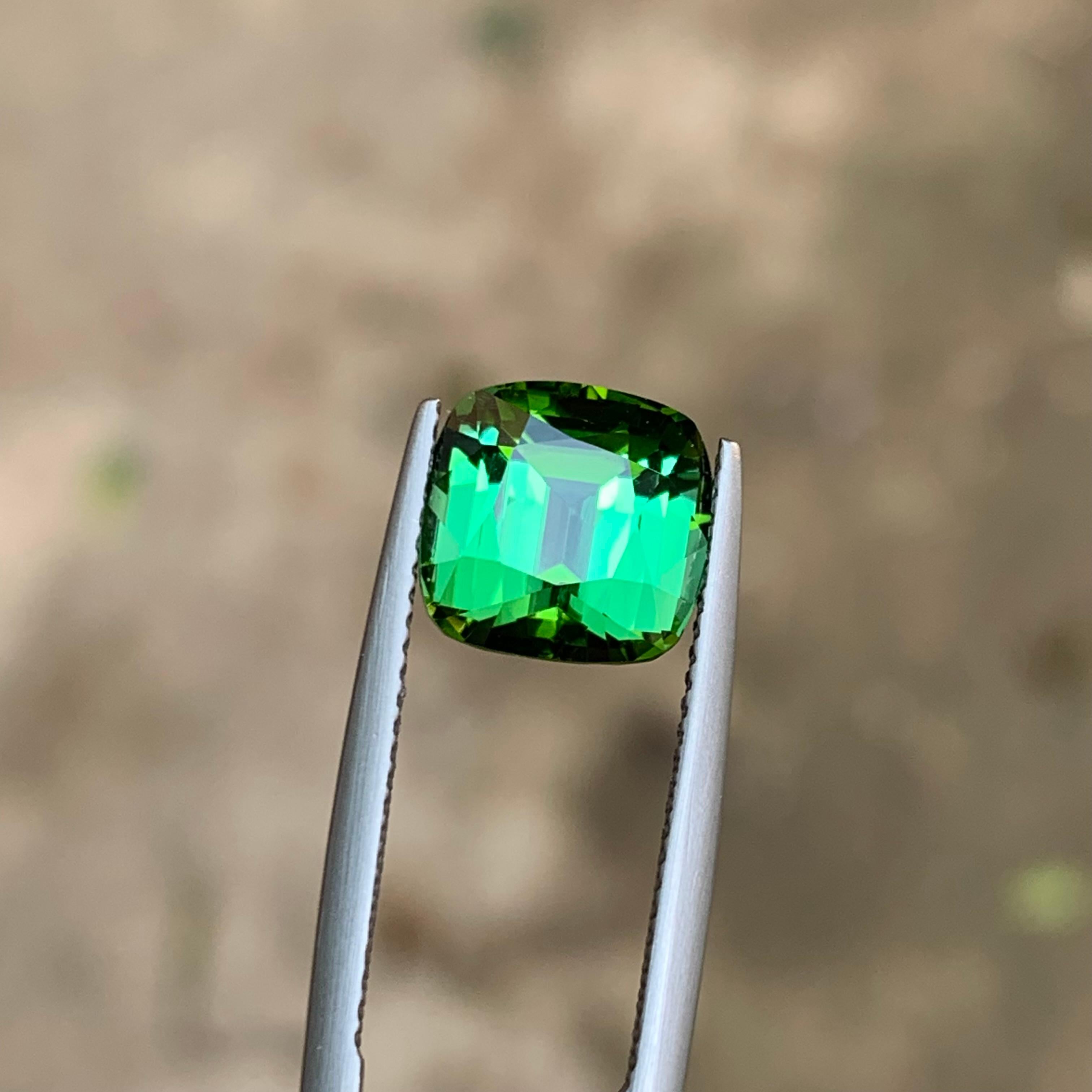 Green Natural Tourmaline Gemstone, 4.65 Ct Cushion Cut for Ring, Pendant Jewelry 5