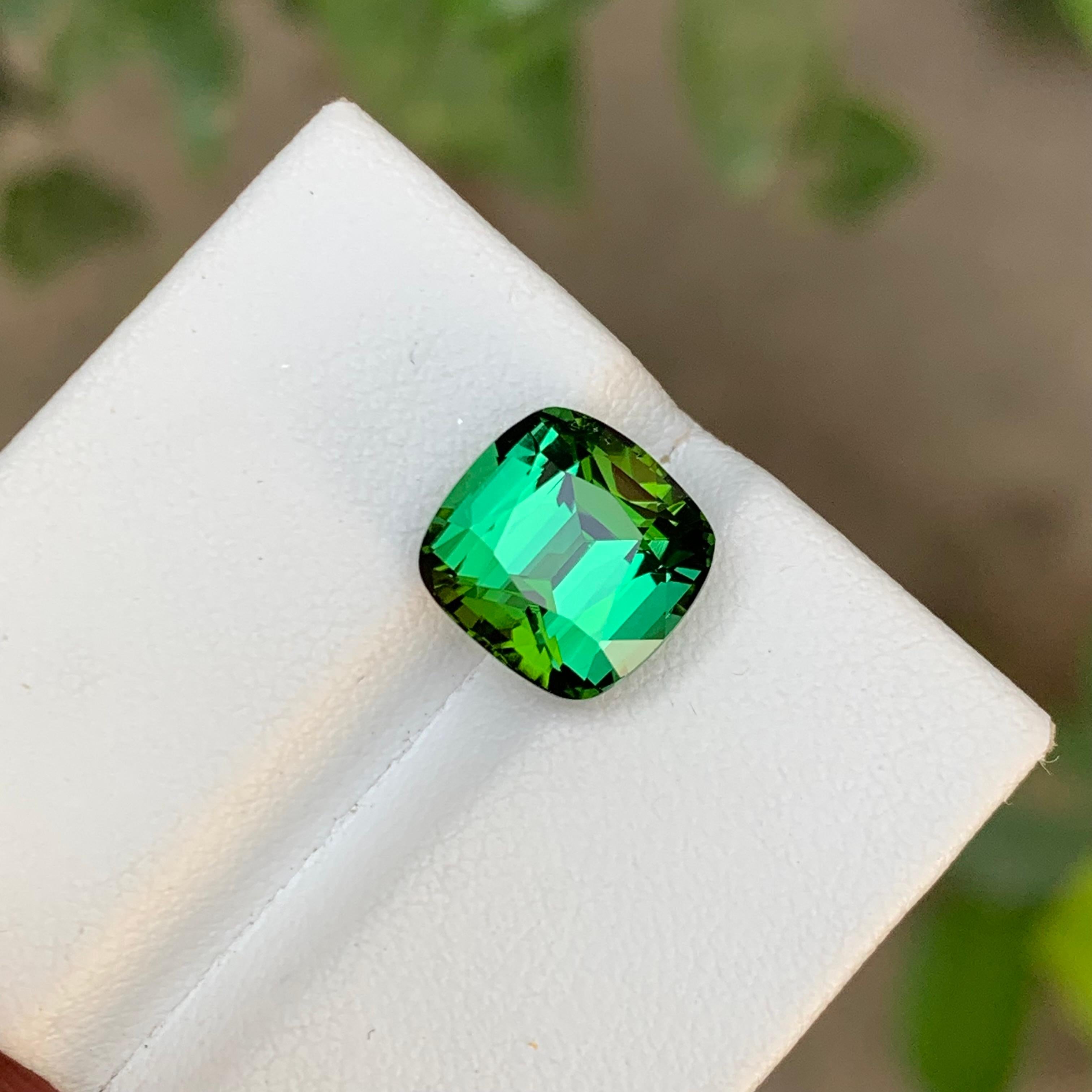 Green Natural Tourmaline Gemstone, 4.65 Ct Cushion Cut for Ring, Pendant Jewelry 6