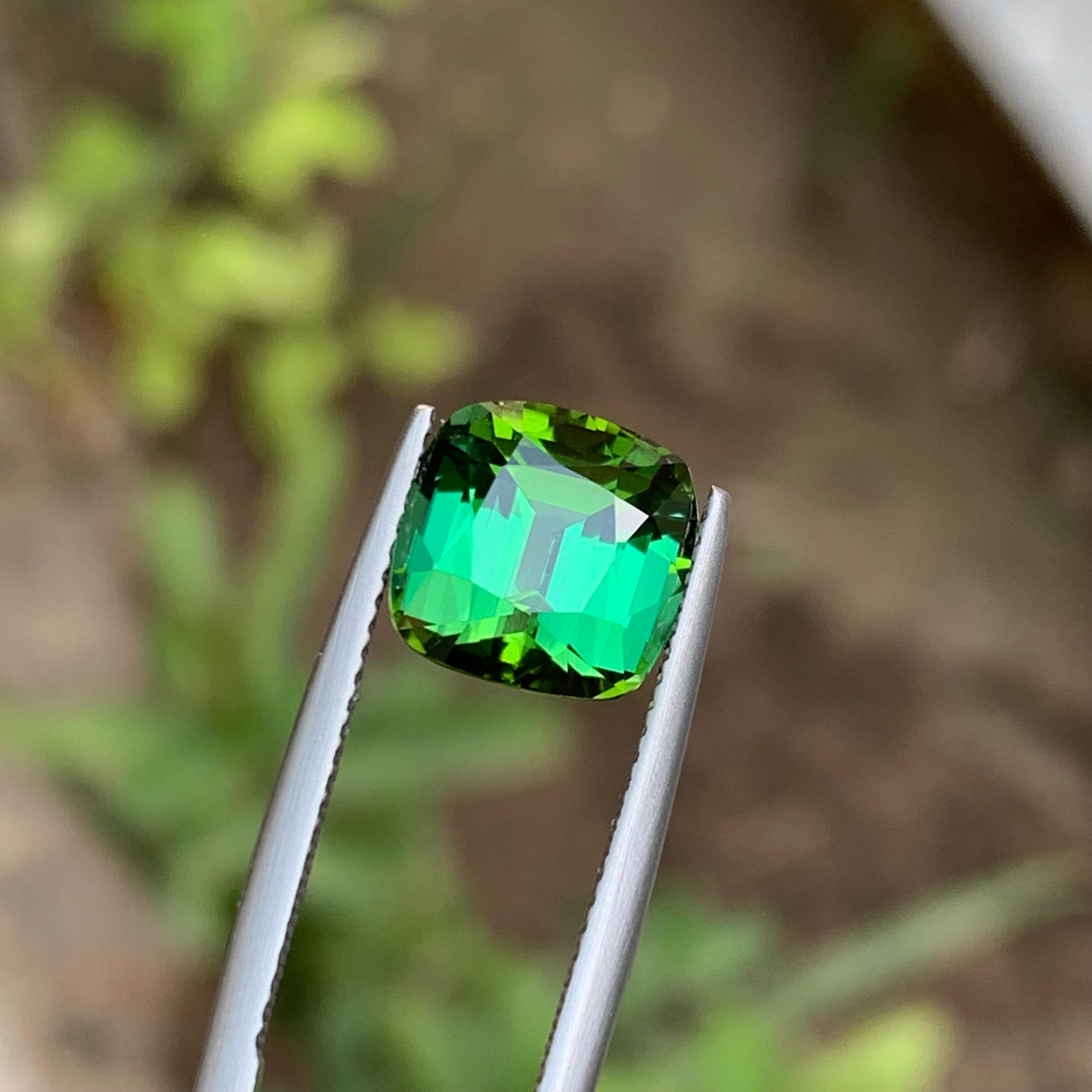 Green Natural Tourmaline Gemstone, 4.65 Ct Cushion Cut for Ring, Pendant Jewelry 9