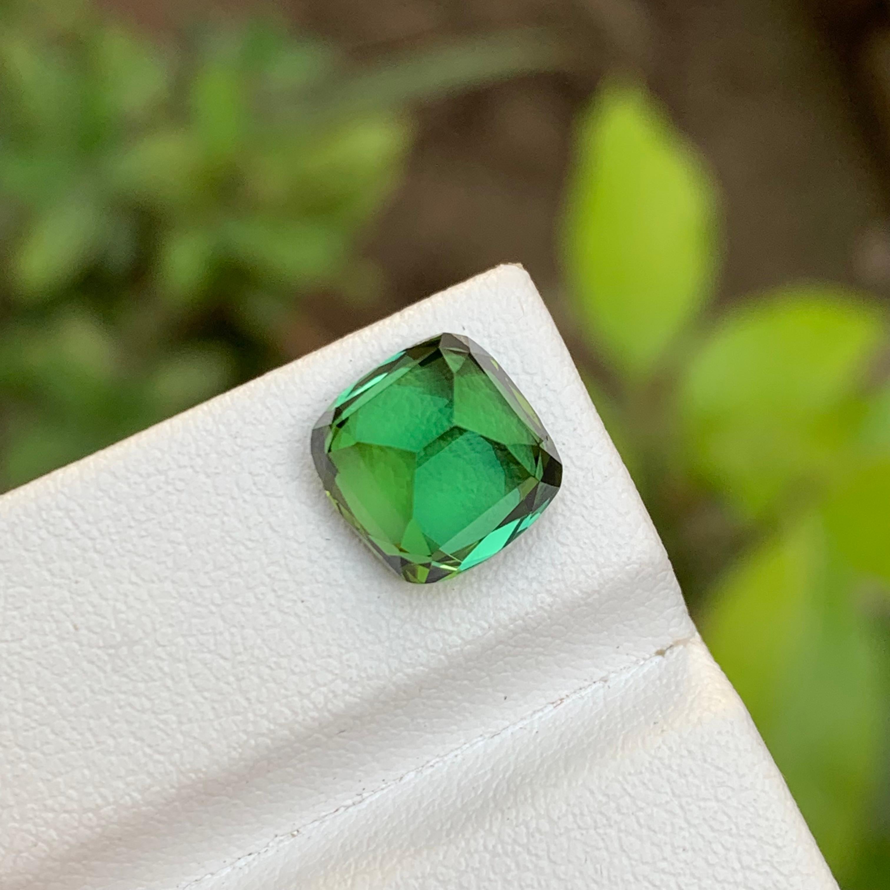 Women's or Men's Green Natural Tourmaline Gemstone, 4.65 Ct Cushion Cut for Ring, Pendant Jewelry