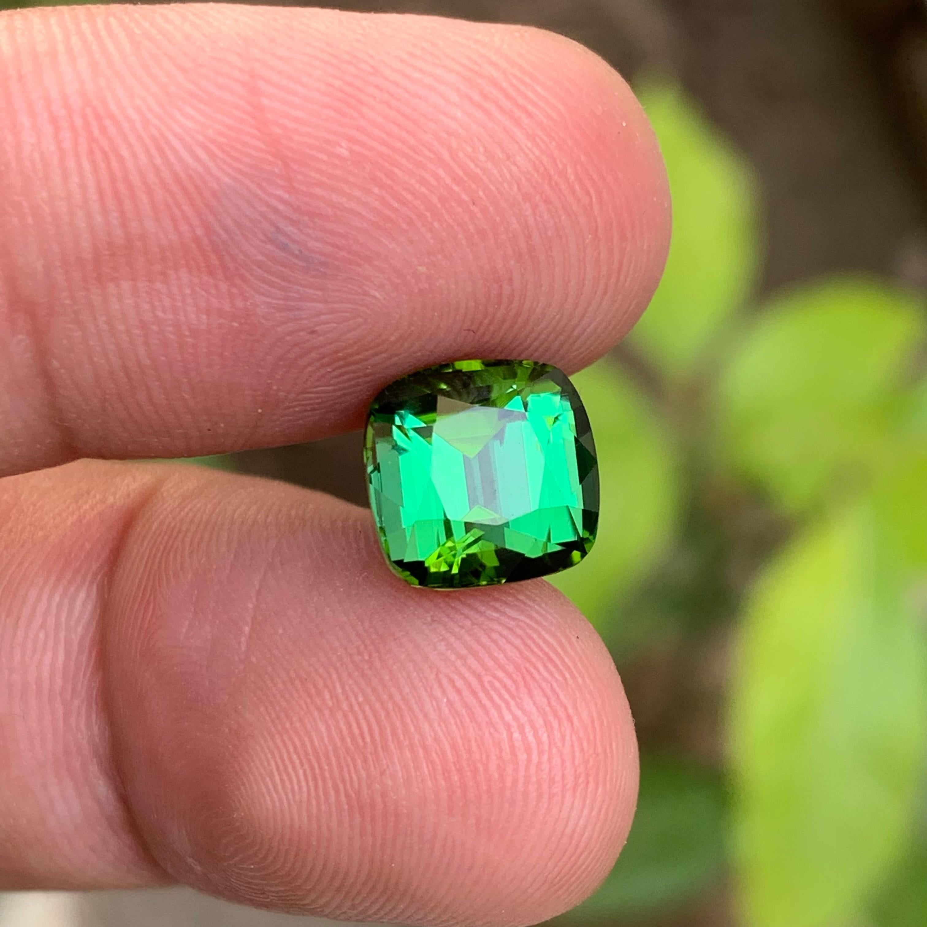 Green Natural Tourmaline Gemstone, 4.65 Ct Cushion Cut for Ring, Pendant Jewelry 1