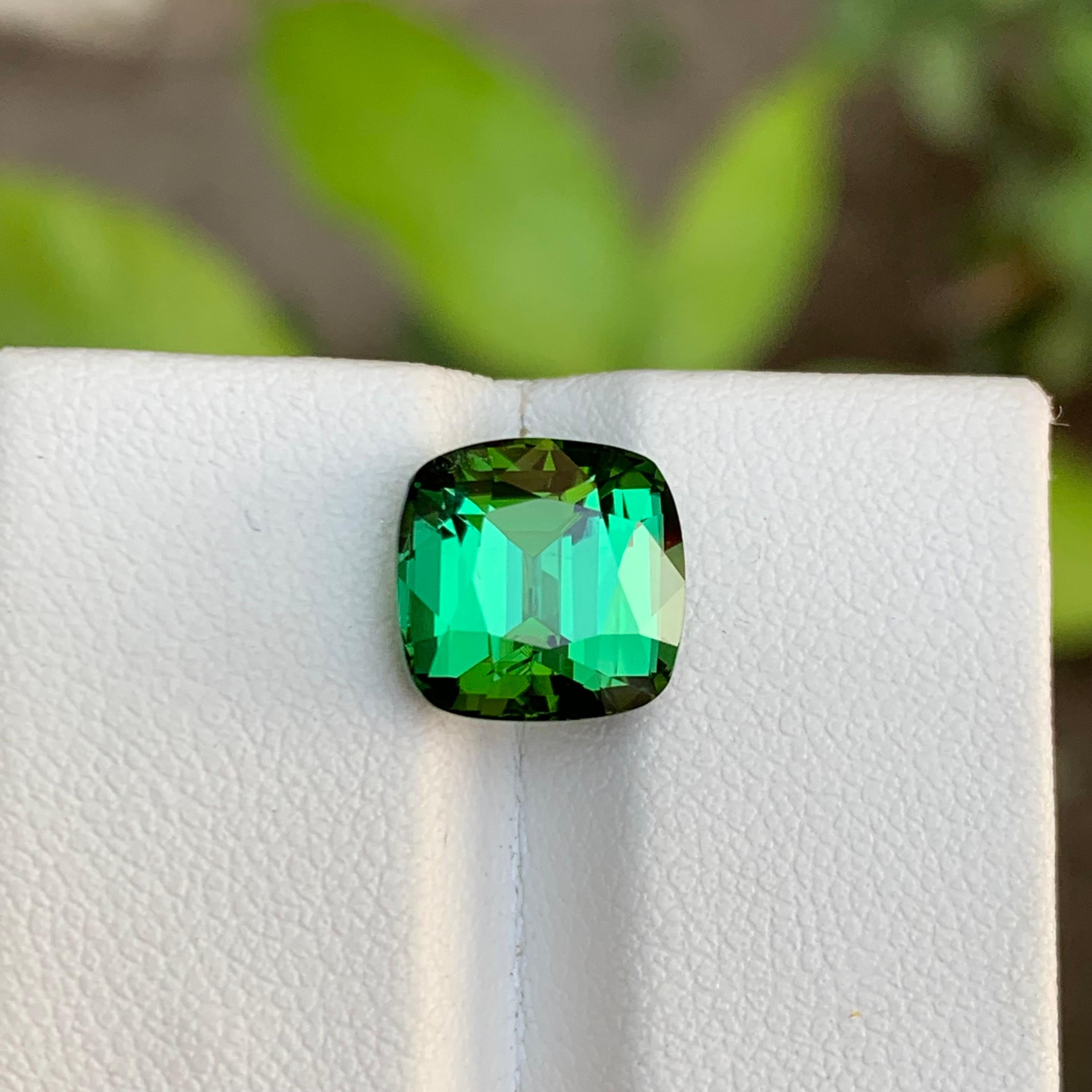 Green Natural Tourmaline Gemstone, 4.65 Ct Cushion Cut for Ring, Pendant Jewelry 2