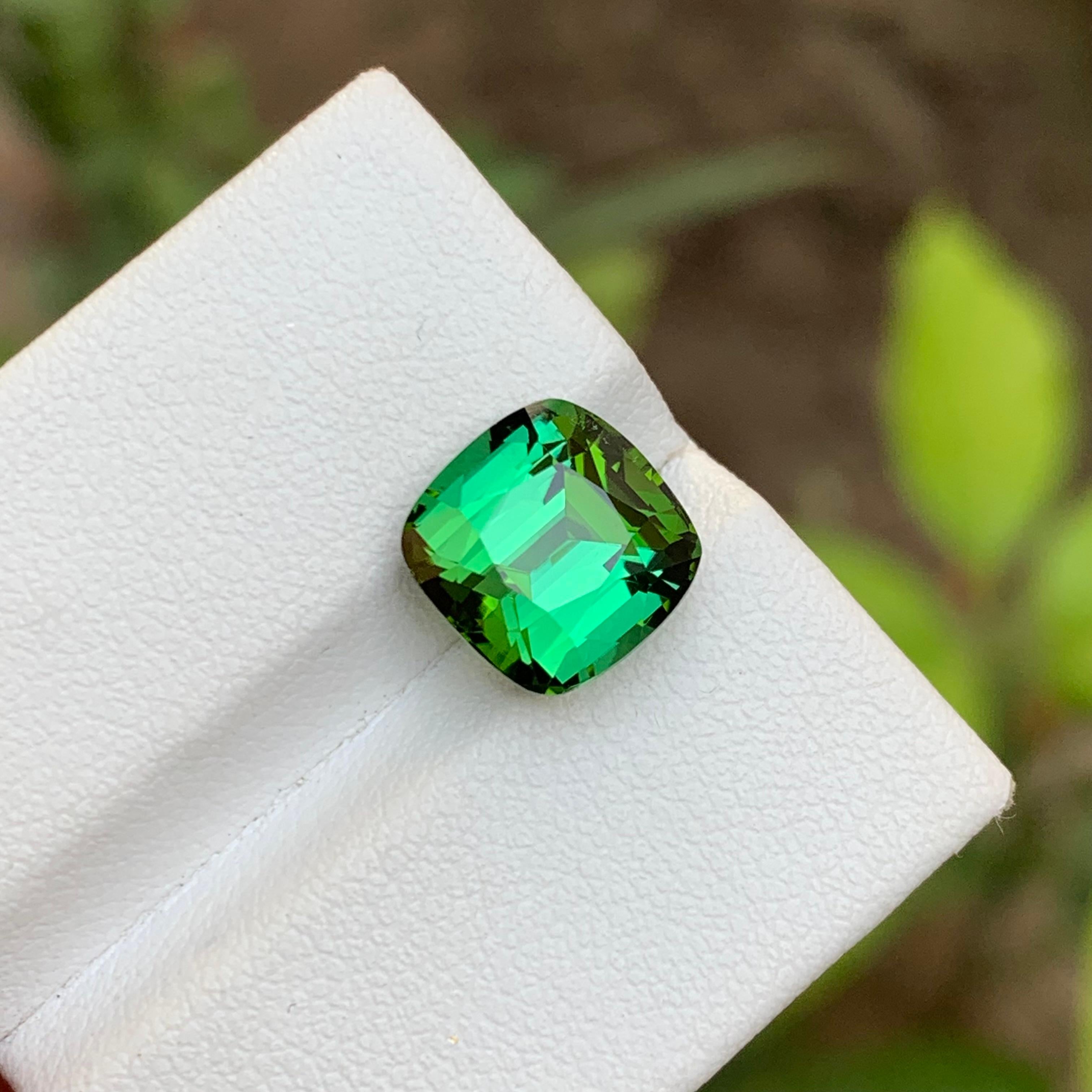 Green Natural Tourmaline Gemstone, 4.65 Ct Cushion Cut for Ring, Pendant Jewelry 4